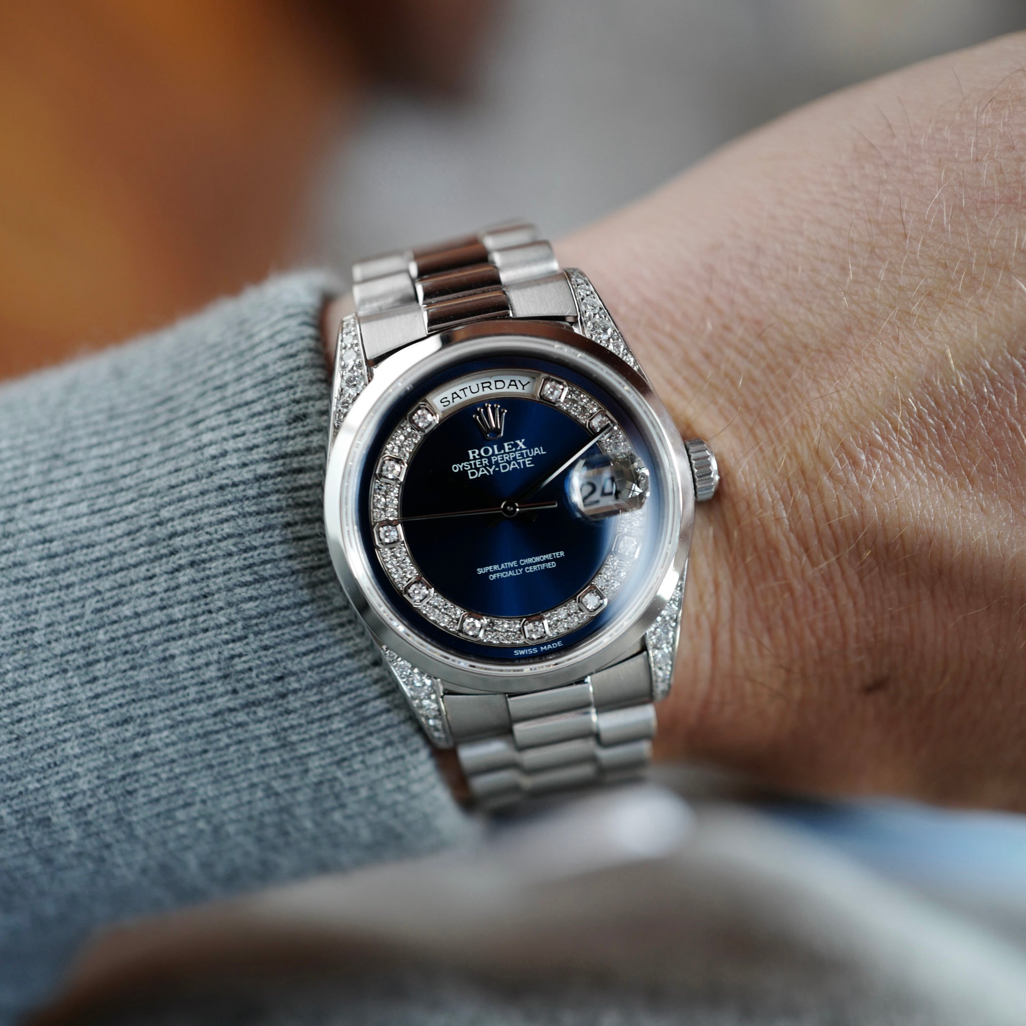 Rolex - Rolex Platinum and Diamond Day-Date Ref. 18296 with Original Warranty - The Keystone Watches