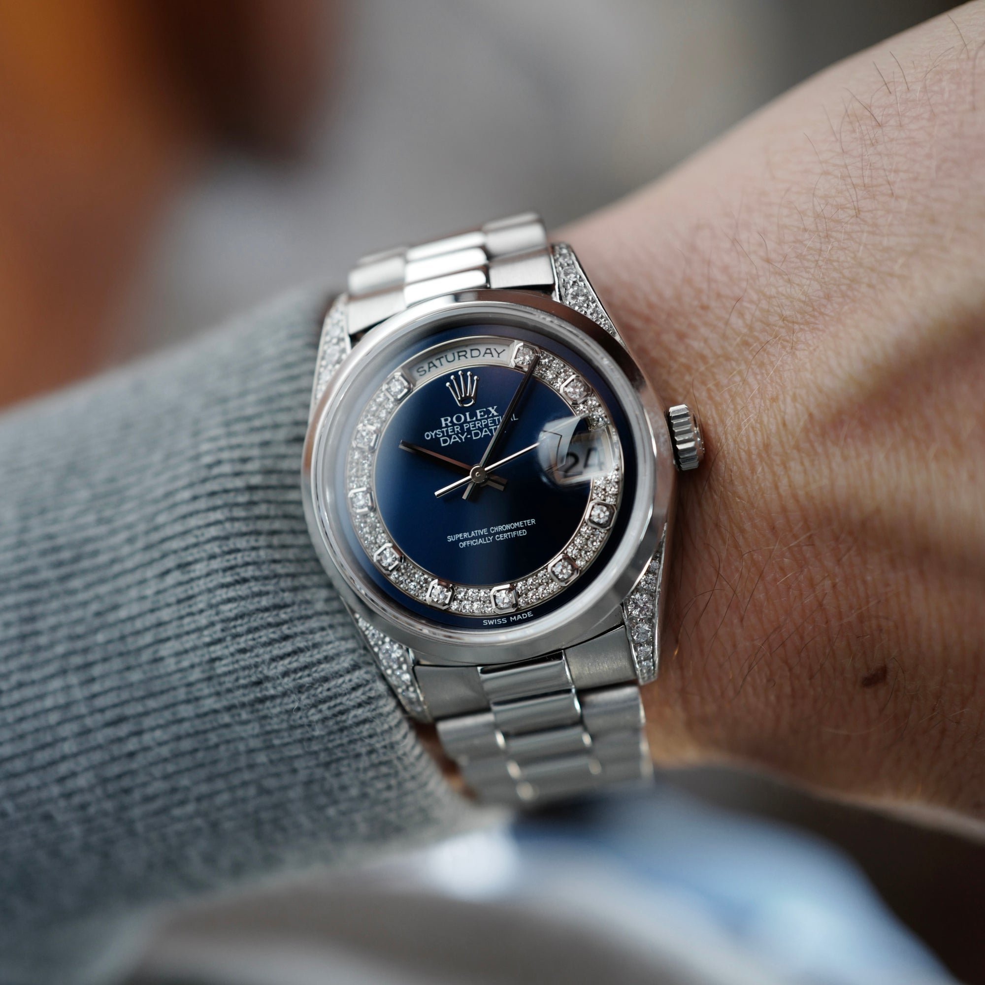 Rolex - Rolex Platinum and Diamond Day-Date Ref. 18296 with Original Warranty - The Keystone Watches