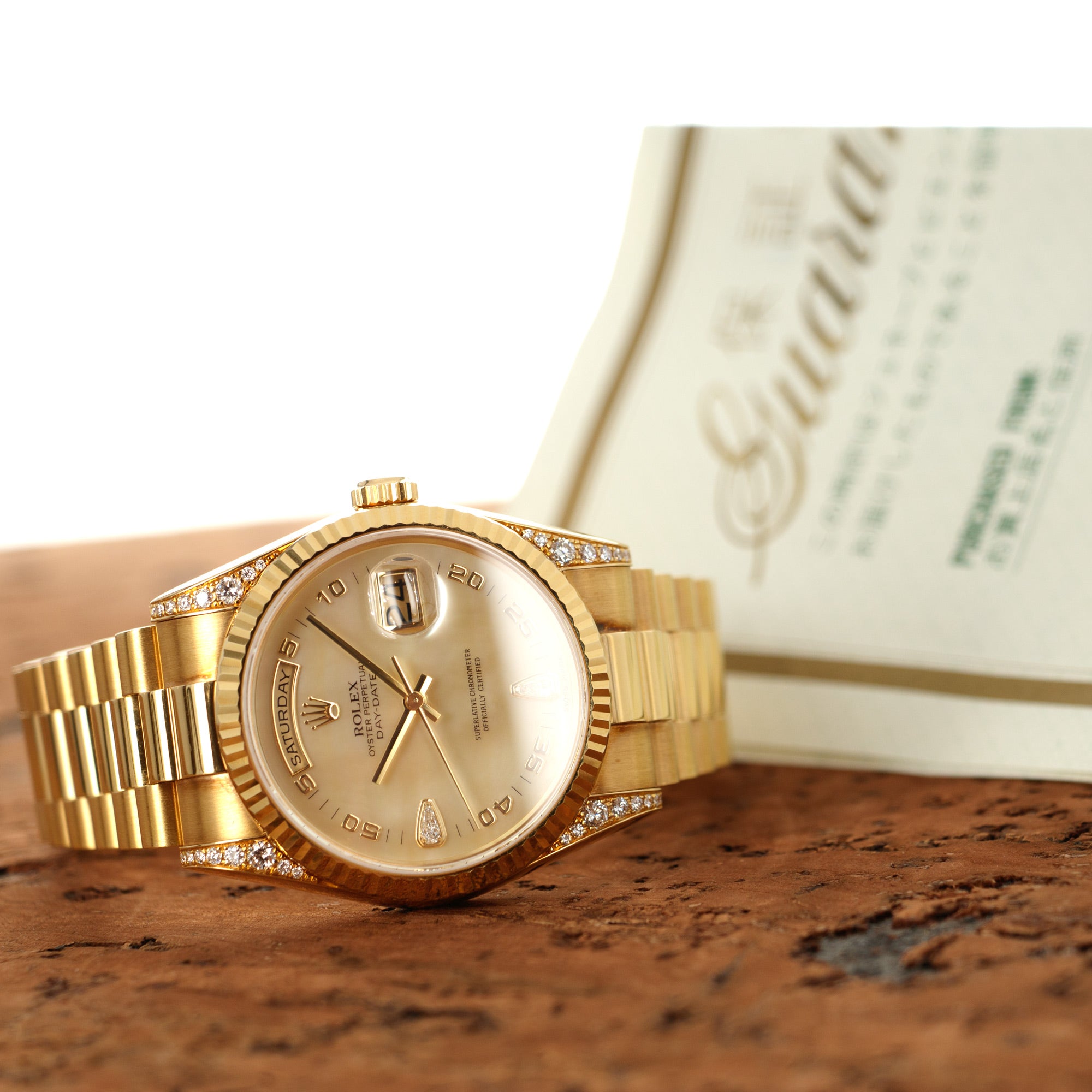 Rolex - Rolex Yellow Gold Day-Date Mother of Pearl Diamond Ref. 118338 - The Keystone Watches