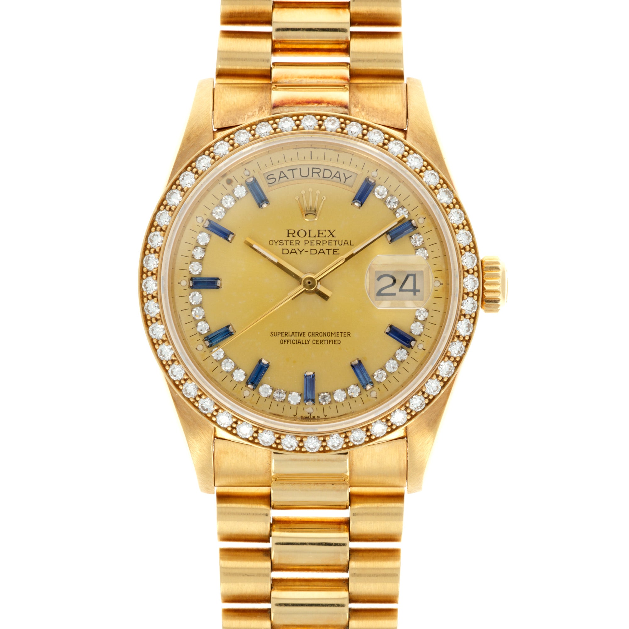 Rolex - Rolex Yellow Gold Day-Date Ref. 18048 with Factory Sapphire Diamond String Dial - The Keystone Watches