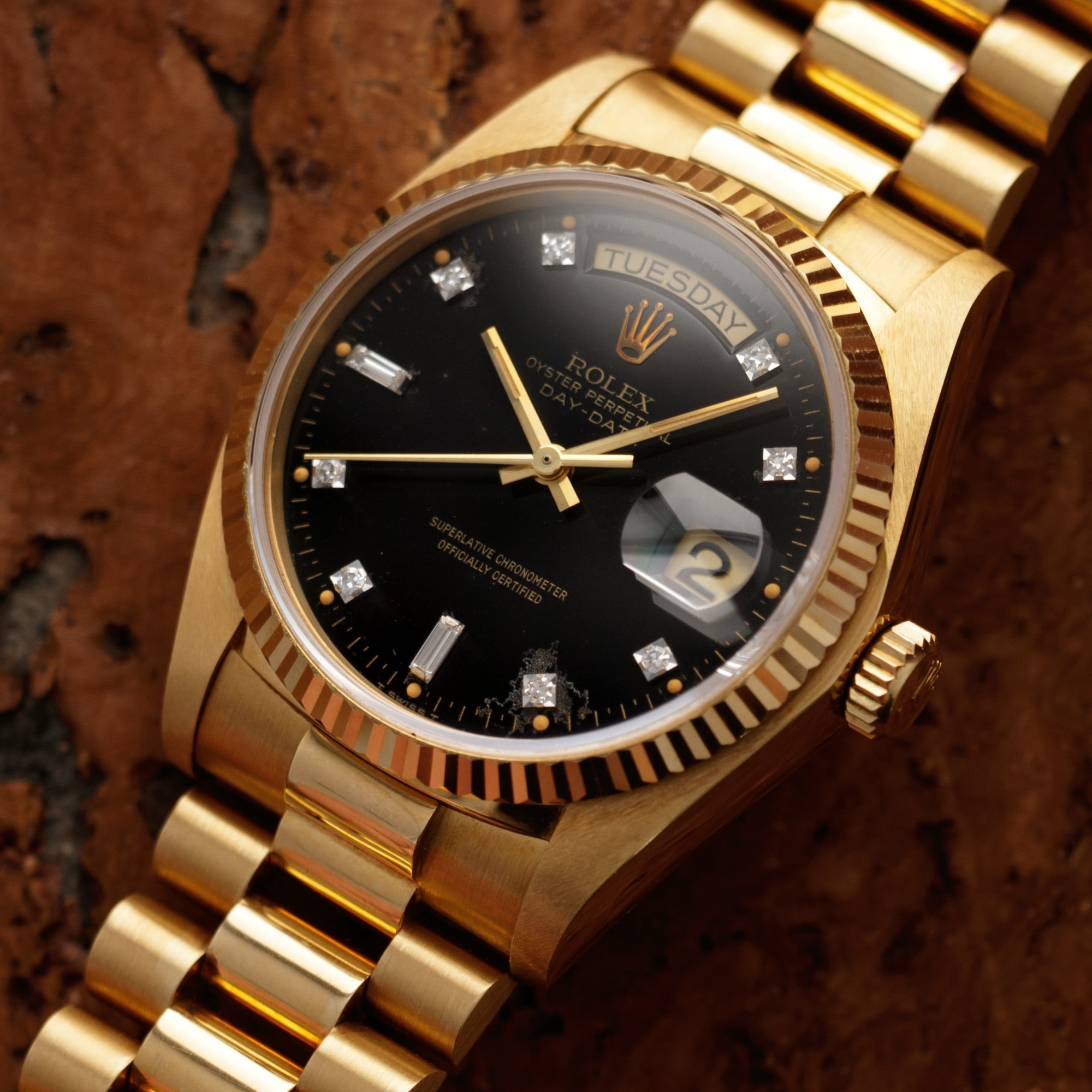 Rolex - Rolex Yellow Gold Day-Date Ref. 18038 with Black Diamond Dial - The Keystone Watches