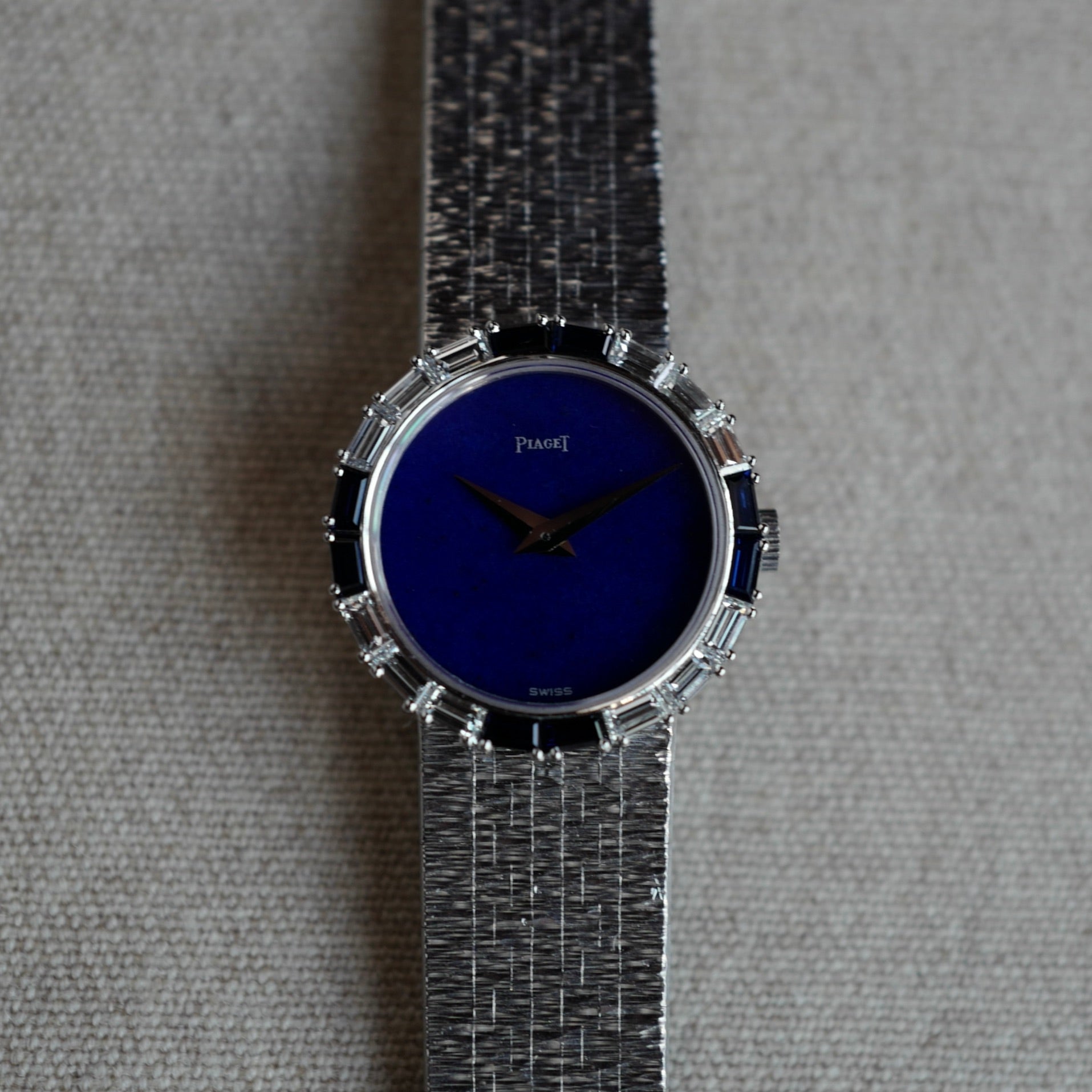 Piaget - Piaget White Gold Watch Ref. 4182A6 with Lapis Dial and Diamonds and Sapphires - The Keystone Watches