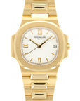 Patek Philippe - Patek Philippe Yellow Gold Nautilus Watch Ref. 3800 with Rare White Roman Numerals Dial - The Keystone Watches