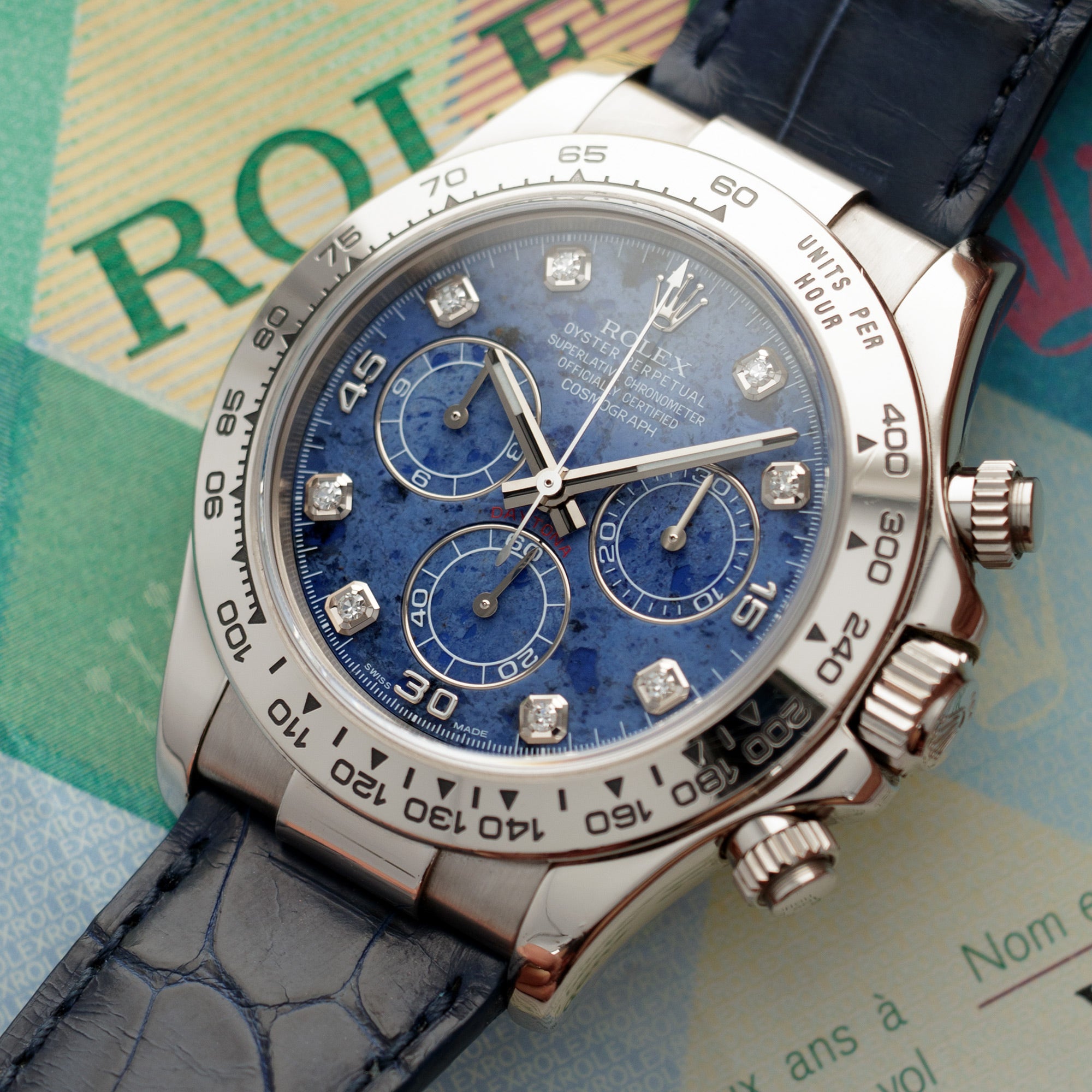 Rolex - Rolex White Gold Daytona Ref. 116519 with Sodalite Dial, Box and Papers - The Keystone Watches