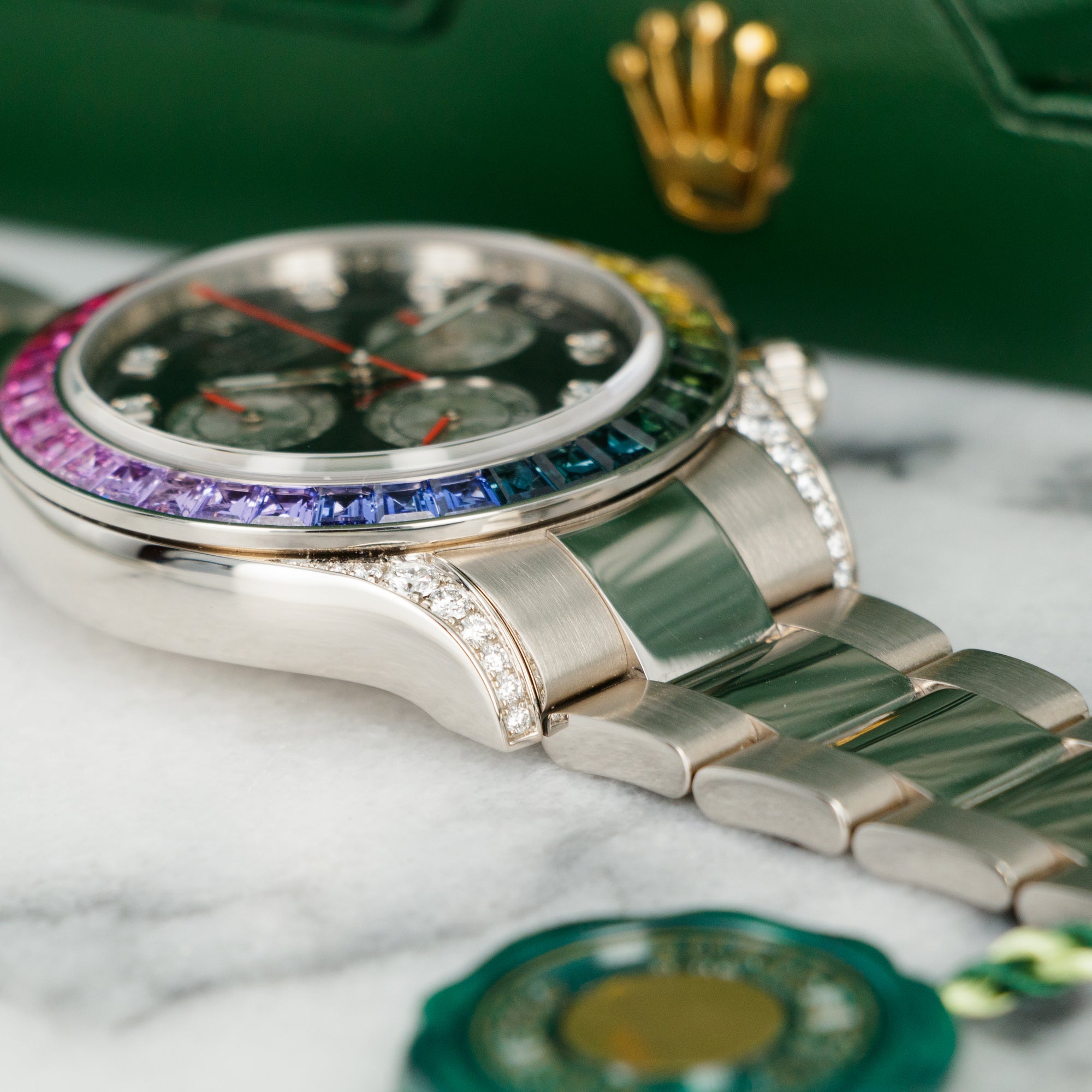 Rolex - Rolex White Gold Rainbow Daytona Watch Ref. 116599 - The Keystone Watches