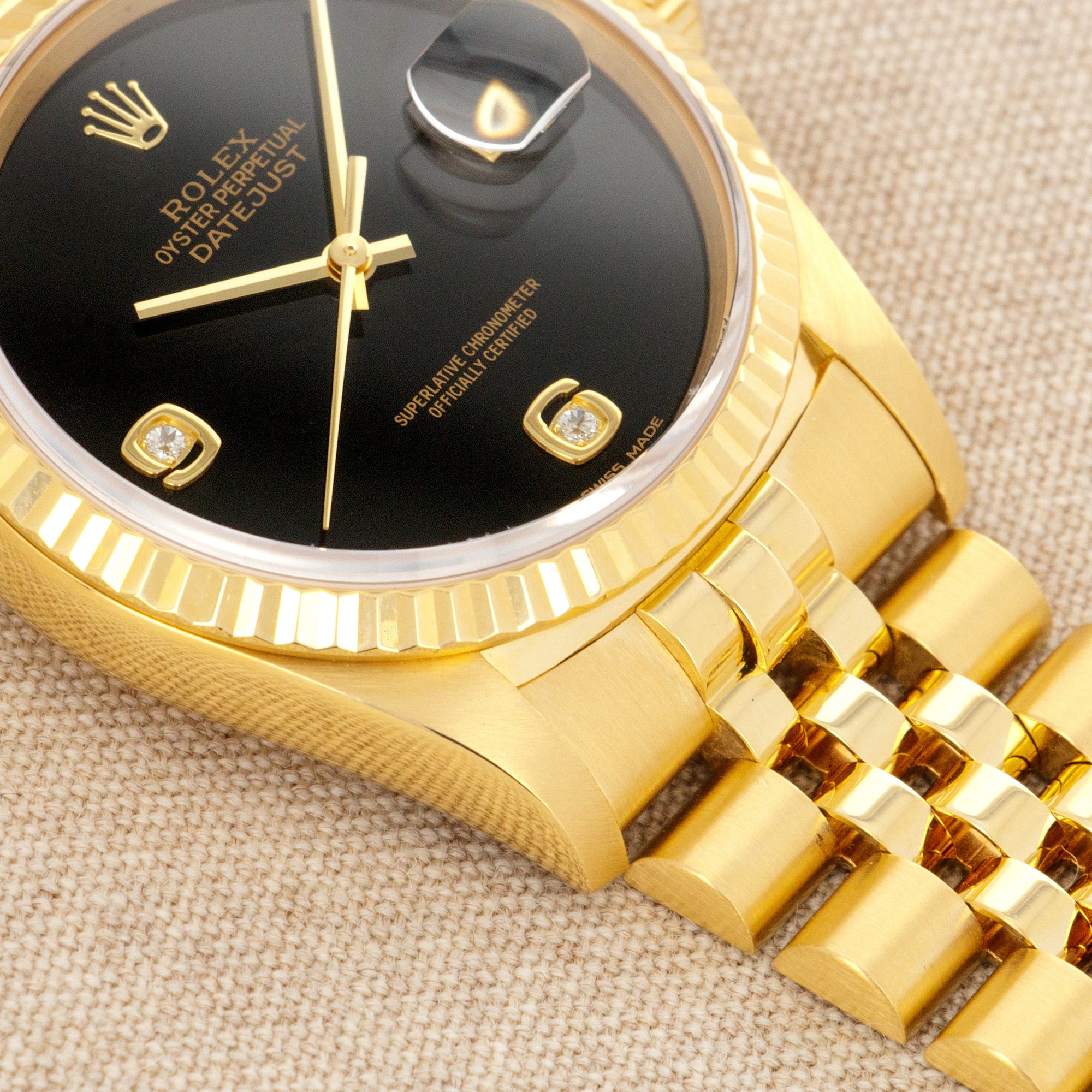 ROLEX  DATEJUST REF 16238, A YELLOW GOLD AND DIAMOND SET