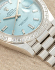 Rolex - Rolex Platinum Ice-Blue Day-Date Ref. 228396 with Baguette Diamonds - The Keystone Watches