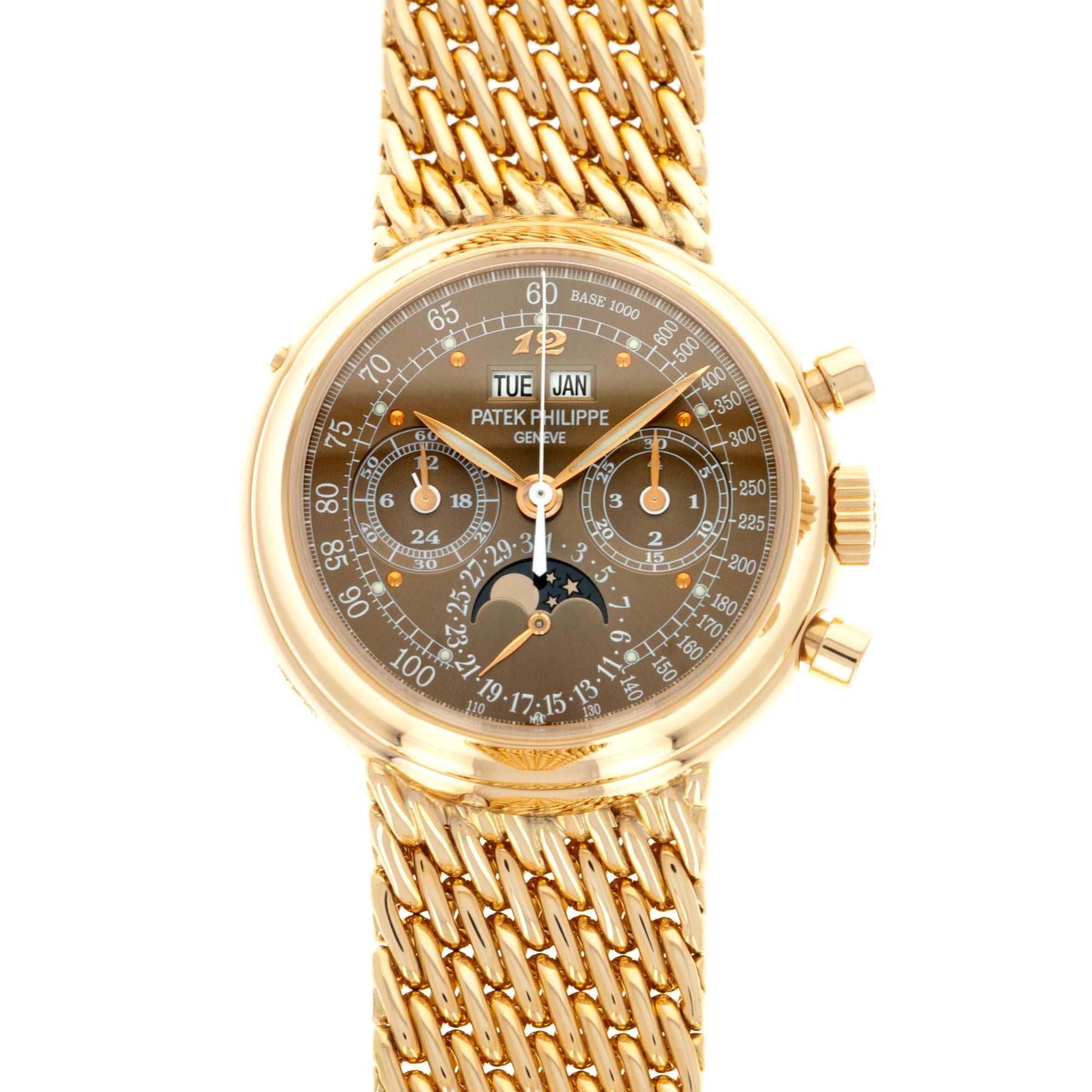 Patek Philippe - Patek Philippe Rose Gold Perpetual Calendar Watch Ref. 3970 with Rare Brown, Breguet Numeral Dial - The Keystone Watches