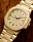 Patek Philippe - Patek Philippe Yellow Gold Nautilus Diamond Emerald Watch Ref. 3800/5 - The Keystone Watches