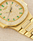 Patek Philippe - Patek Philippe Yellow Gold Nautilus Diamond Emerald Watch Ref. 3800/5 - The Keystone Watches