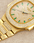 Patek Philippe - Patek Philippe Yellow Gold Nautilus Diamond Emerald Watch Ref. 3800/5 - The Keystone Watches