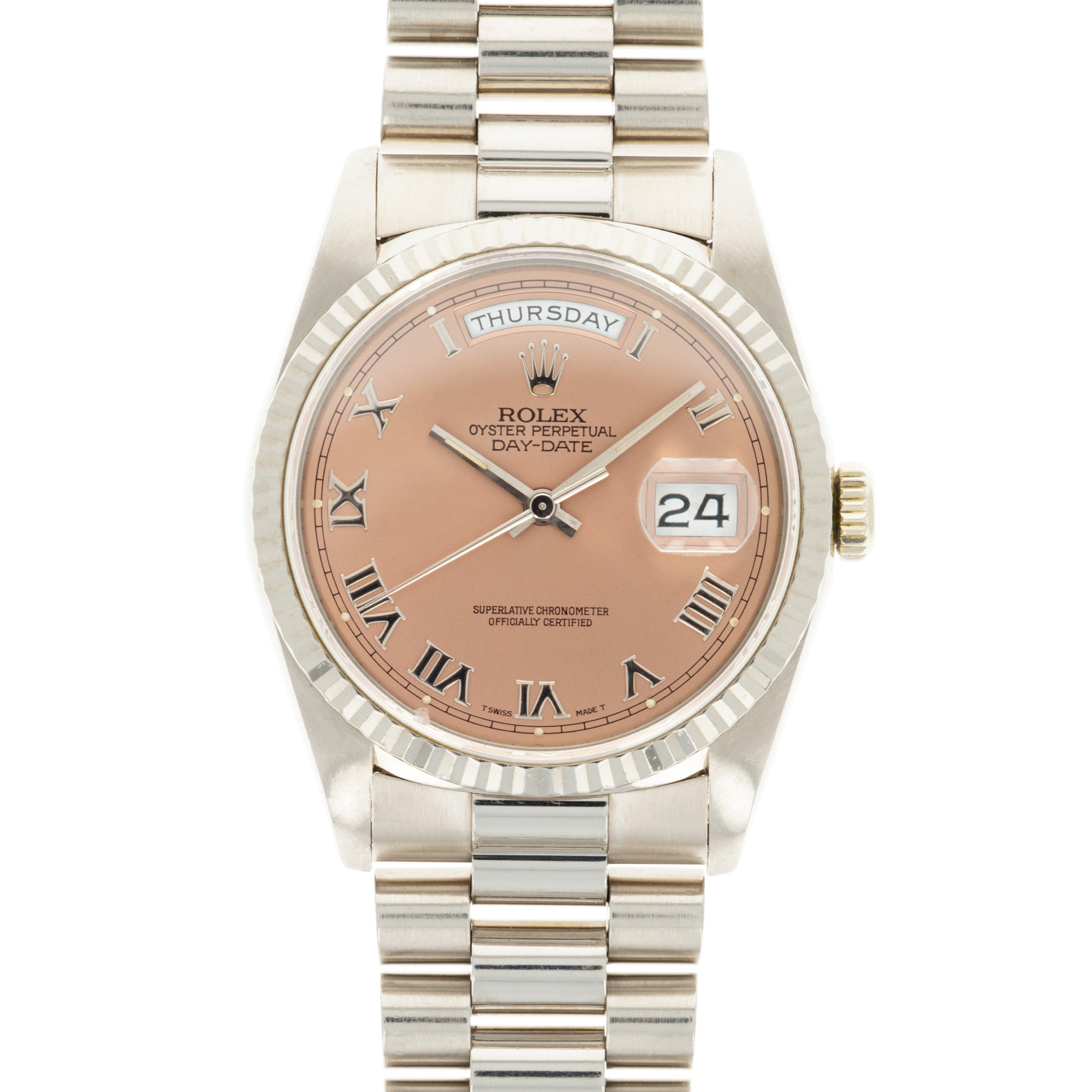 Rolex - Rolex White Gold Day-Date Ref. 18239 with Salmon Dial - The Keystone Watches