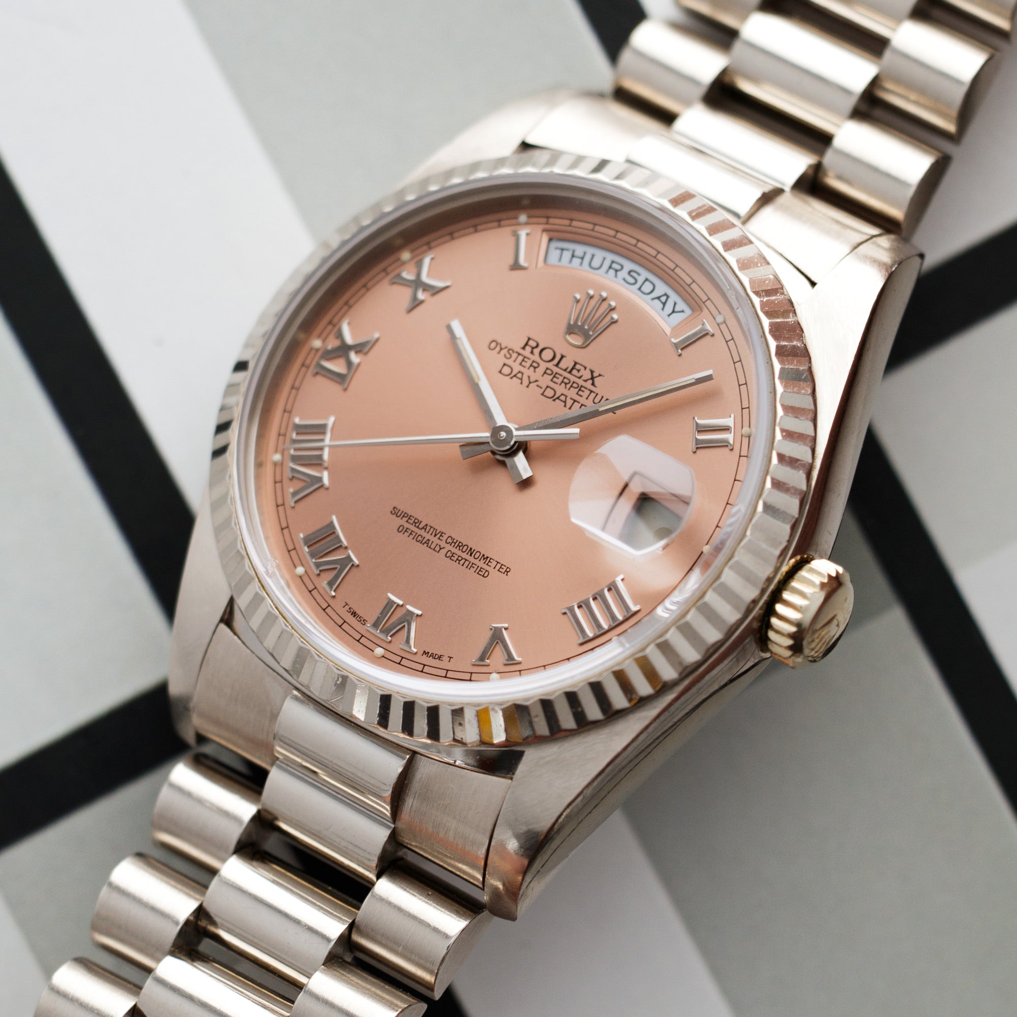 Rolex - Rolex White Gold Day-Date Ref. 18239 with Salmon Dial - The Keystone Watches