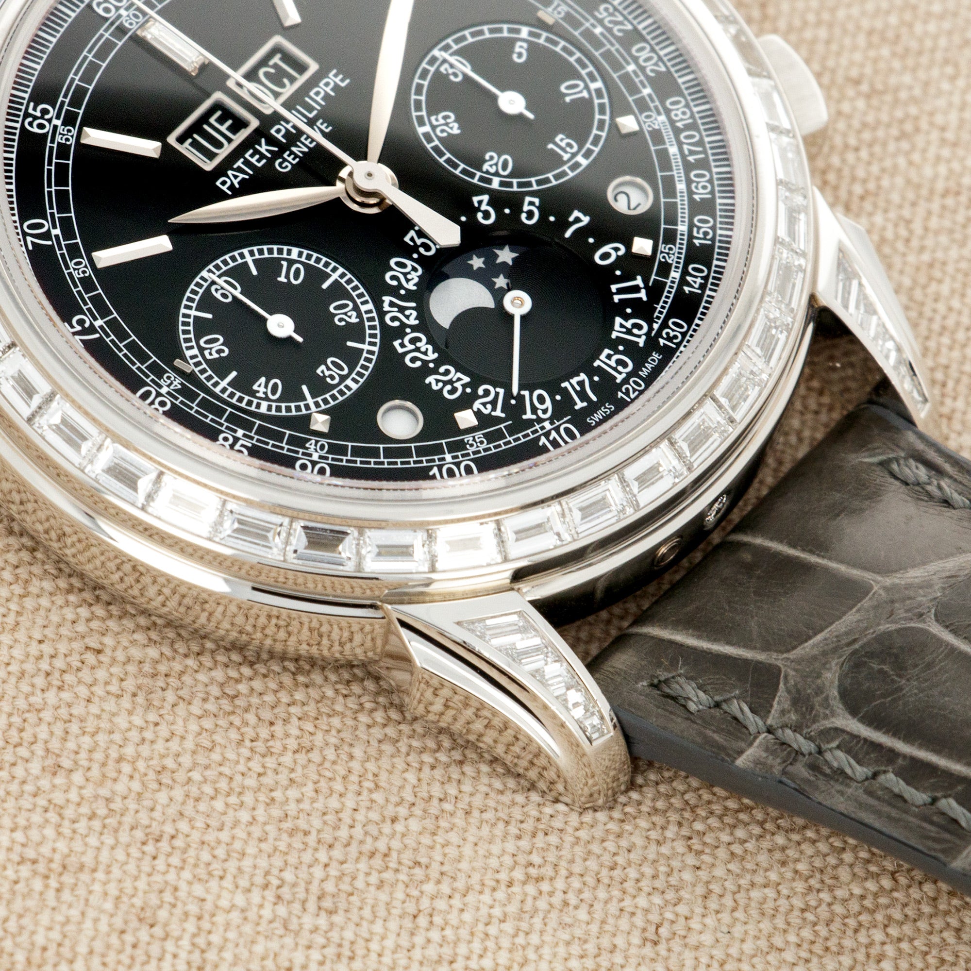 Patek Philippe - Patek Philippe Platinum Perpetual Calendar Chronograph Diamond Watch Ref. 5271 - The Keystone Watches