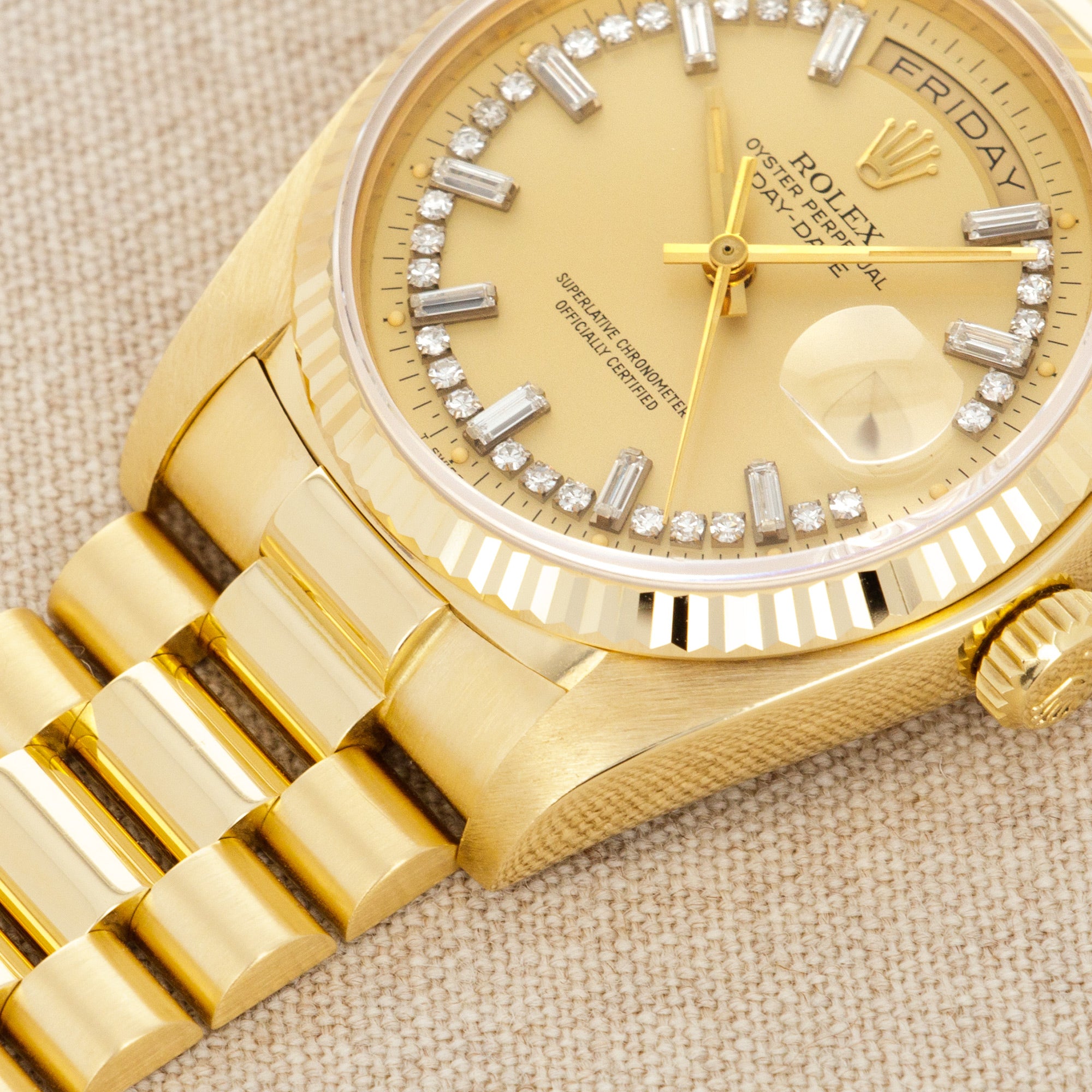 Rolex - Rolex Yellow Gold Day-Date Watch Ref. 18038 with Diamond String Dial - The Keystone Watches