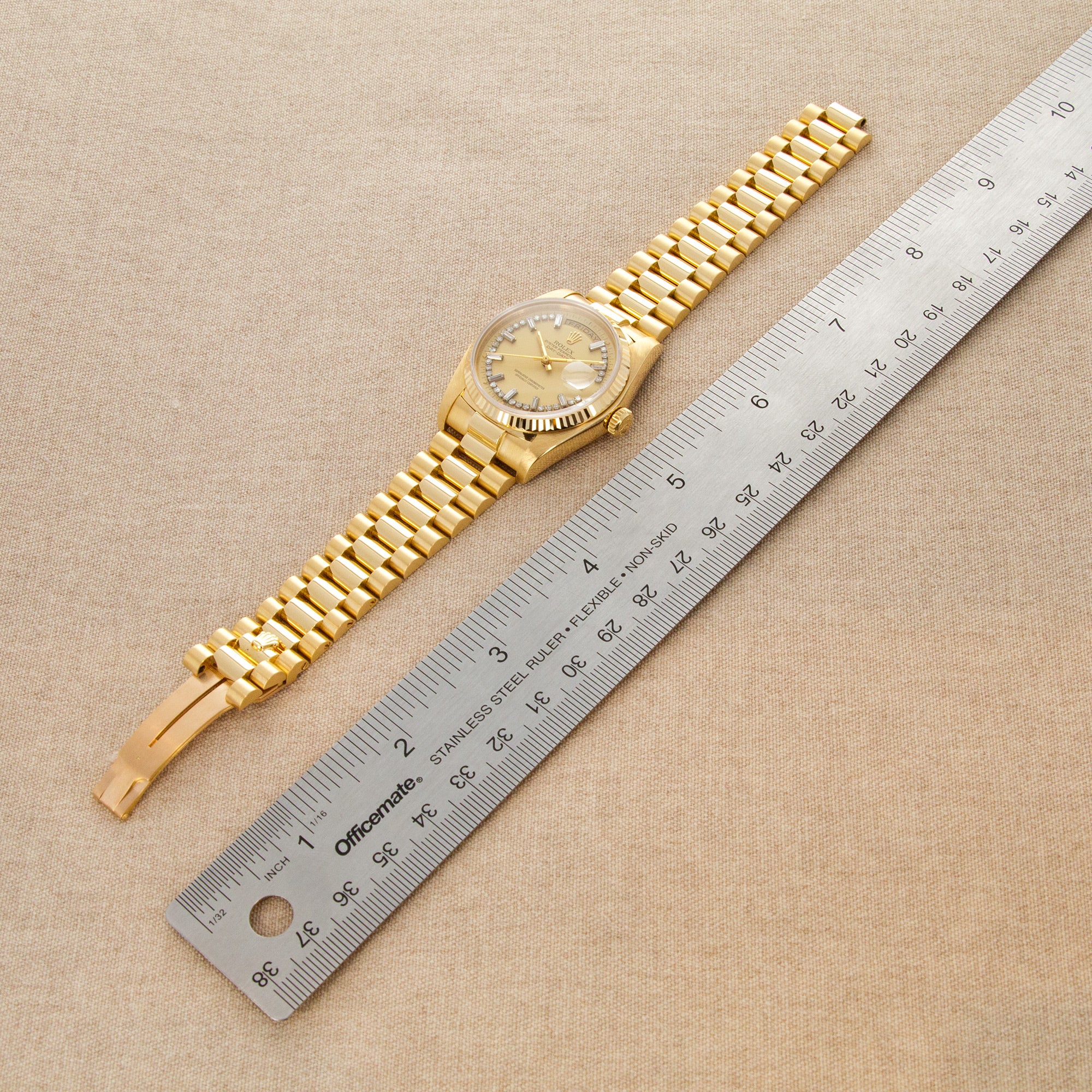 Rolex - Rolex Yellow Gold Day-Date Watch Ref. 18038 with Diamond String Dial - The Keystone Watches