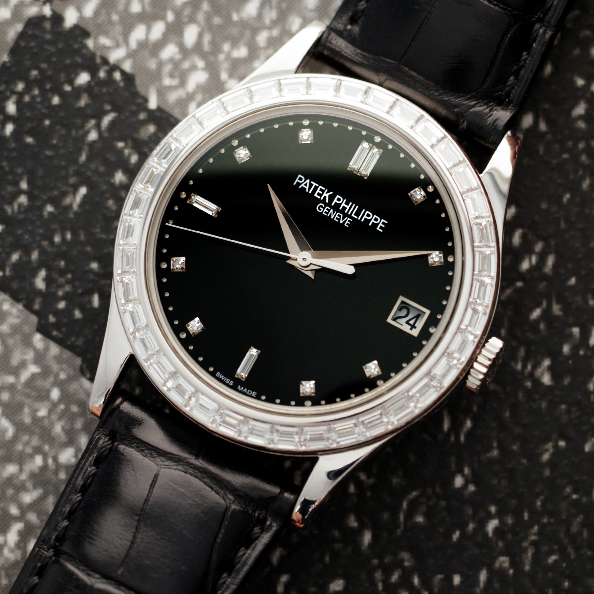 Patek Philippe - Patek Philippe Platinum Calatrava Watch Ref. 5298 with Baguette Diamonds - The Keystone Watches