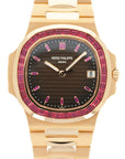 Patek Philippe - Patek Philippe Rose Gold Nautilus Watch Ref. 5723 with Factory Ruby Dial and Bezel - The Keystone Watches