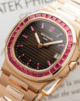 Patek Philippe - Patek Philippe Rose Gold Nautilus Watch Ref. 5723 with Factory Ruby Dial and Bezel - The Keystone Watches