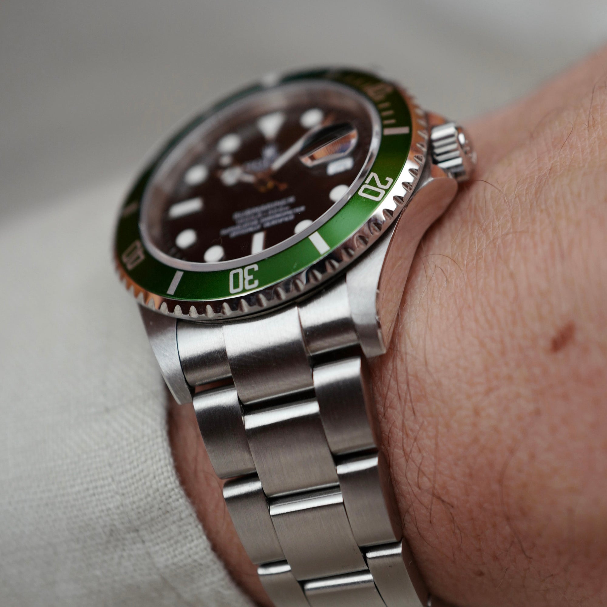 Rolex - Rolex Submariner Anniversary Kermit Watch Ref. 16610 with Flat Four Bezel (NEW ARRIVAL) - The Keystone Watches