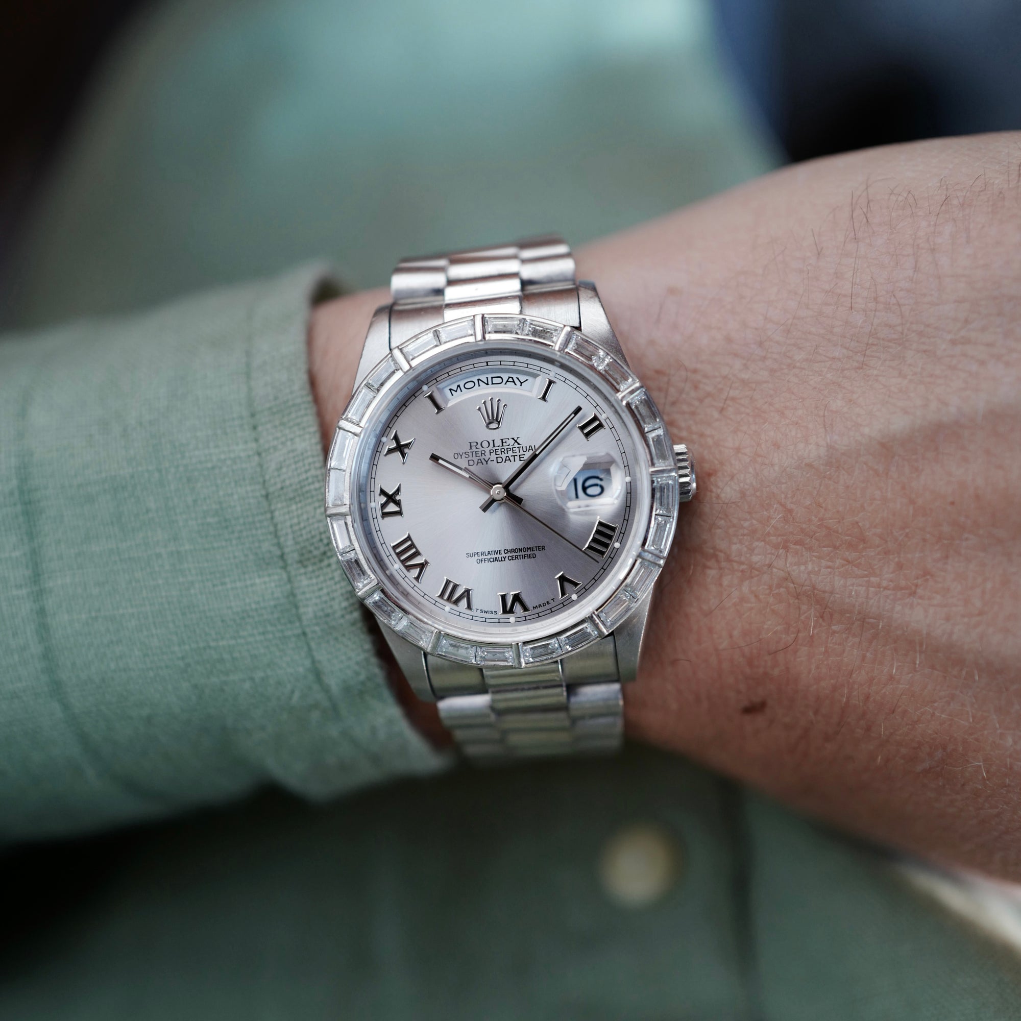 Rolex - Rolex Platinum Day-Date Platinum Diamond Watch Ref. 18366 - The Keystone Watches
