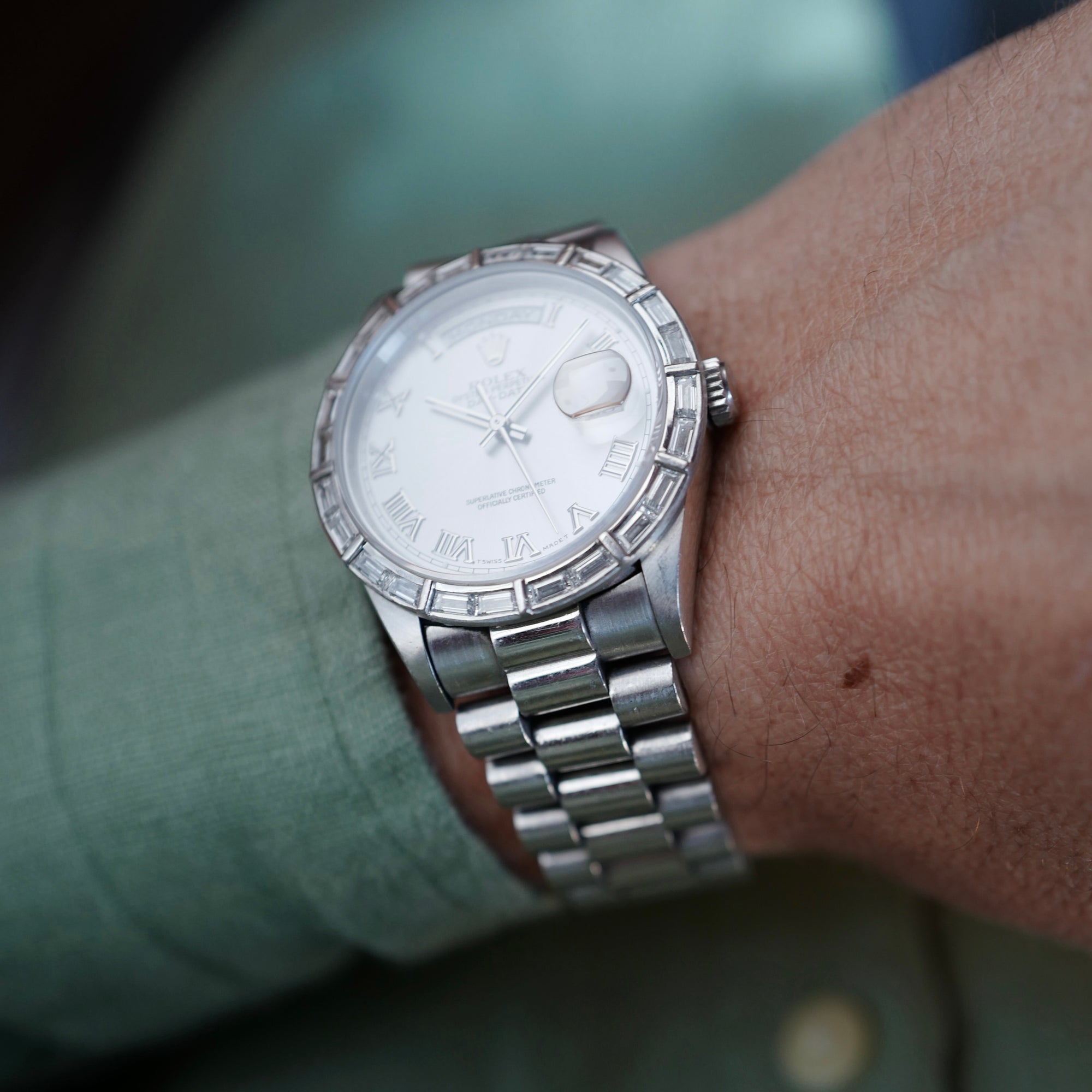 Rolex - Rolex Platinum Day-Date Platinum Diamond Watch Ref. 18366 - The Keystone Watches