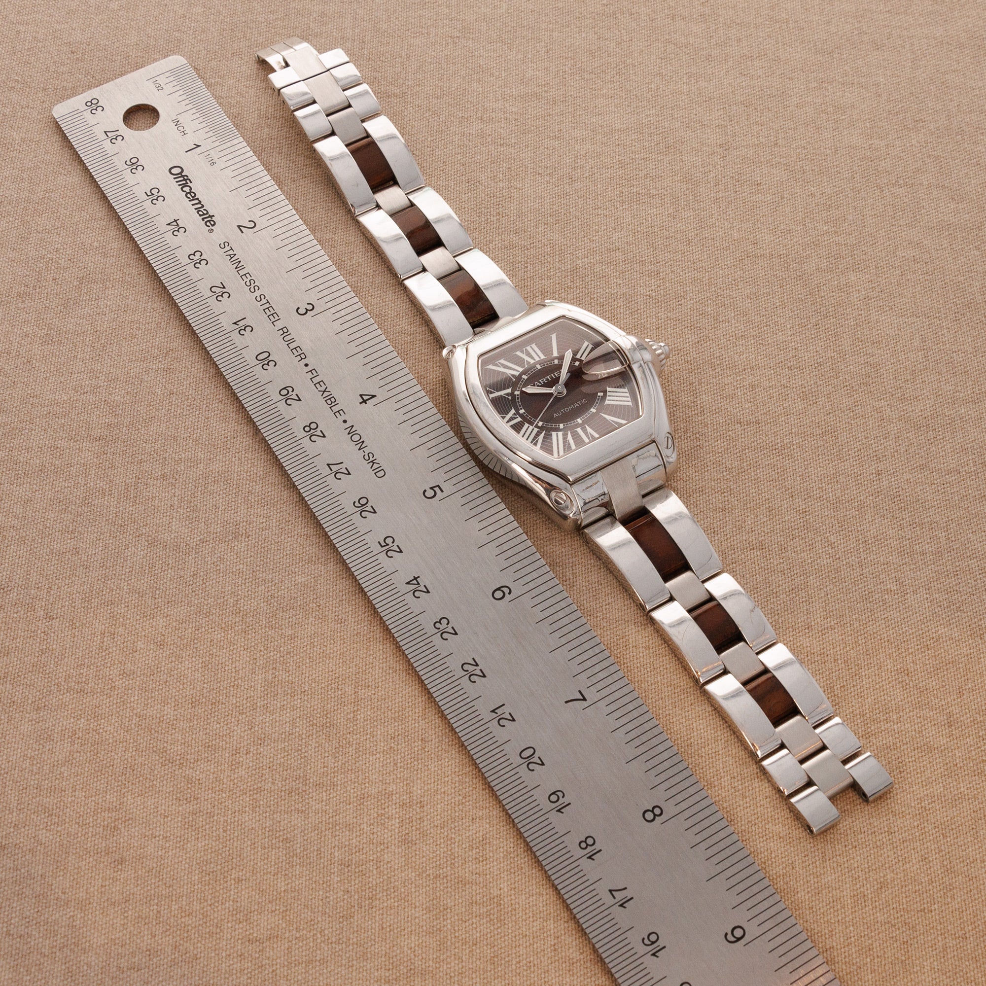 Cartier - Cartier White Gold Roadster Watch Ref. 3102 with Walnut Wood Dial - The Keystone Watches