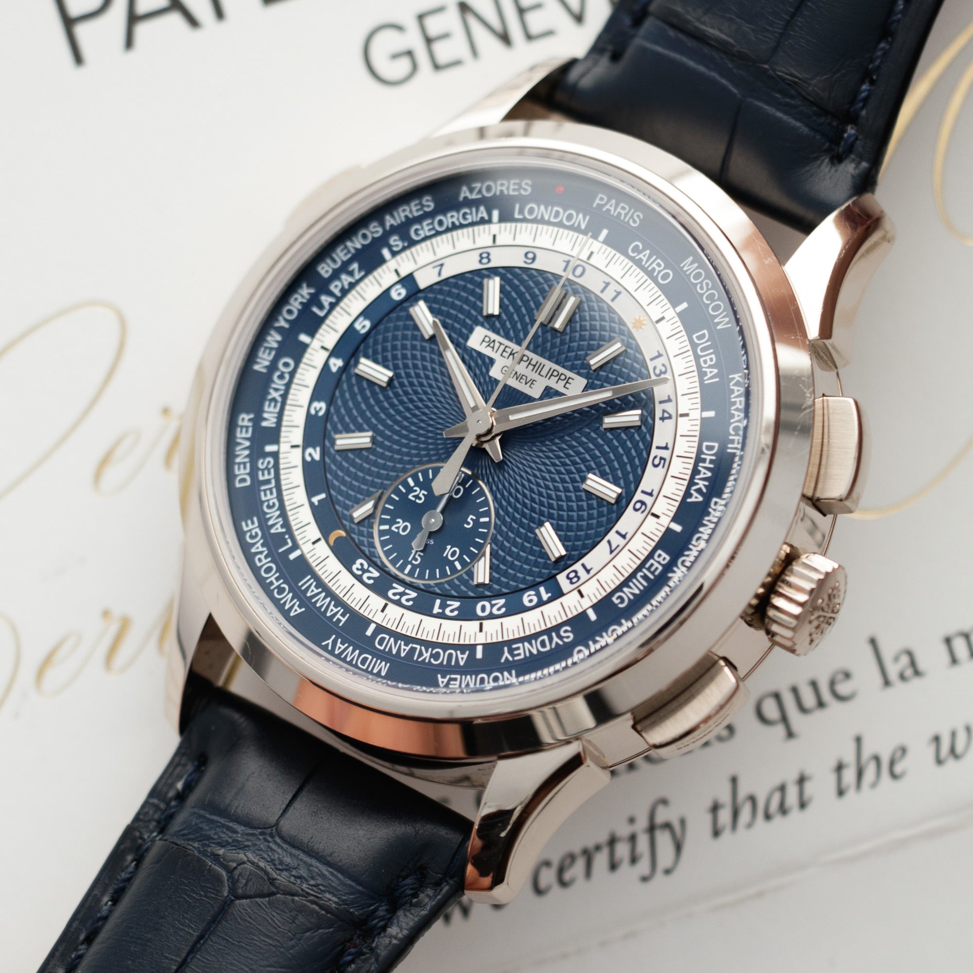 Patek Philippe - Patek Philippe White Gold World Time Chronograph Ref. 5930G - The Keystone Watches