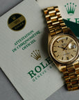 Rolex - Rolex Yellow Gold Day-Date Ref. 1803 with Linen Dial and Box & Papers (NEW ARRIVAL) - The Keystone Watches