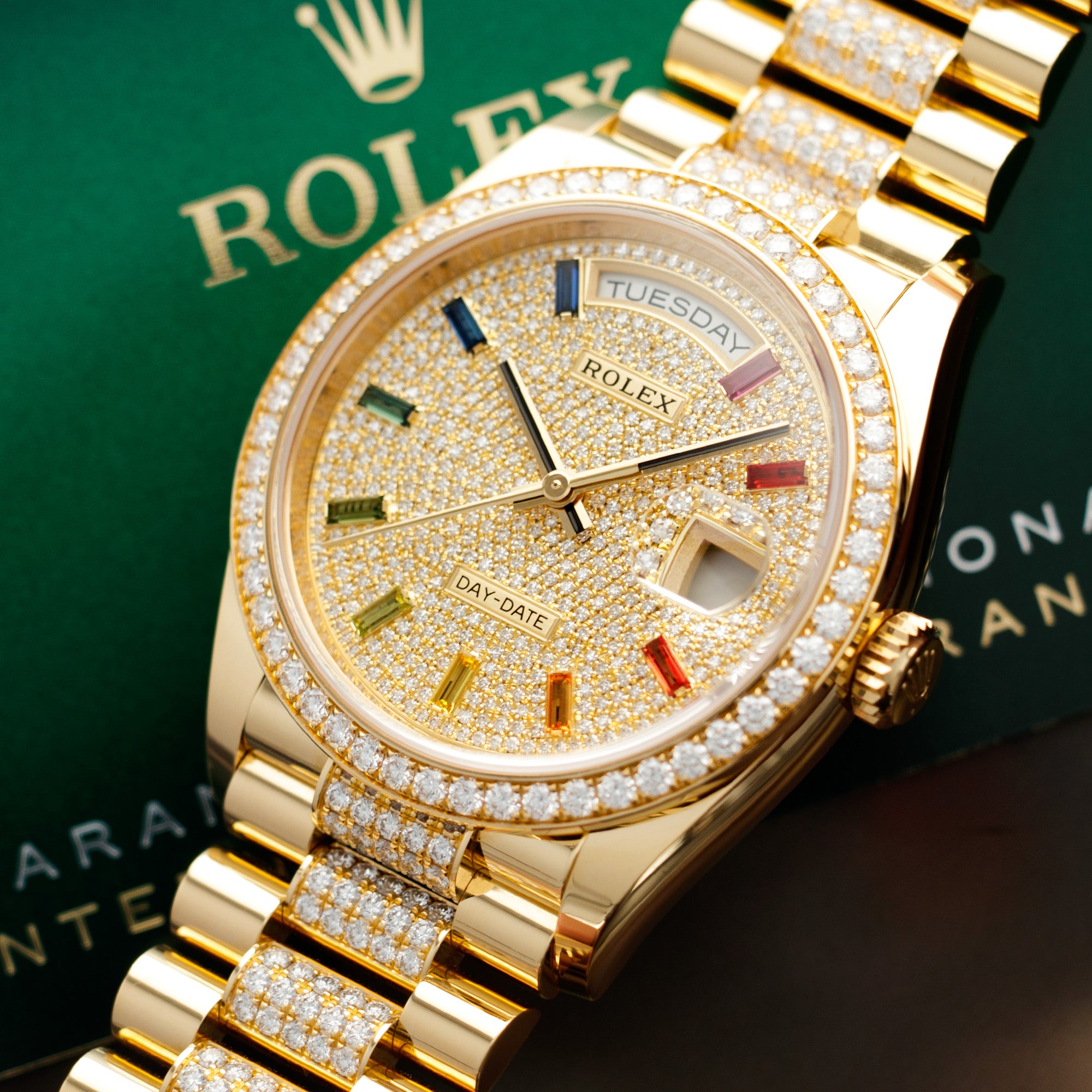 Rolex Yellow Gold Day-Date Rainbow Watch 128348 - Main Image