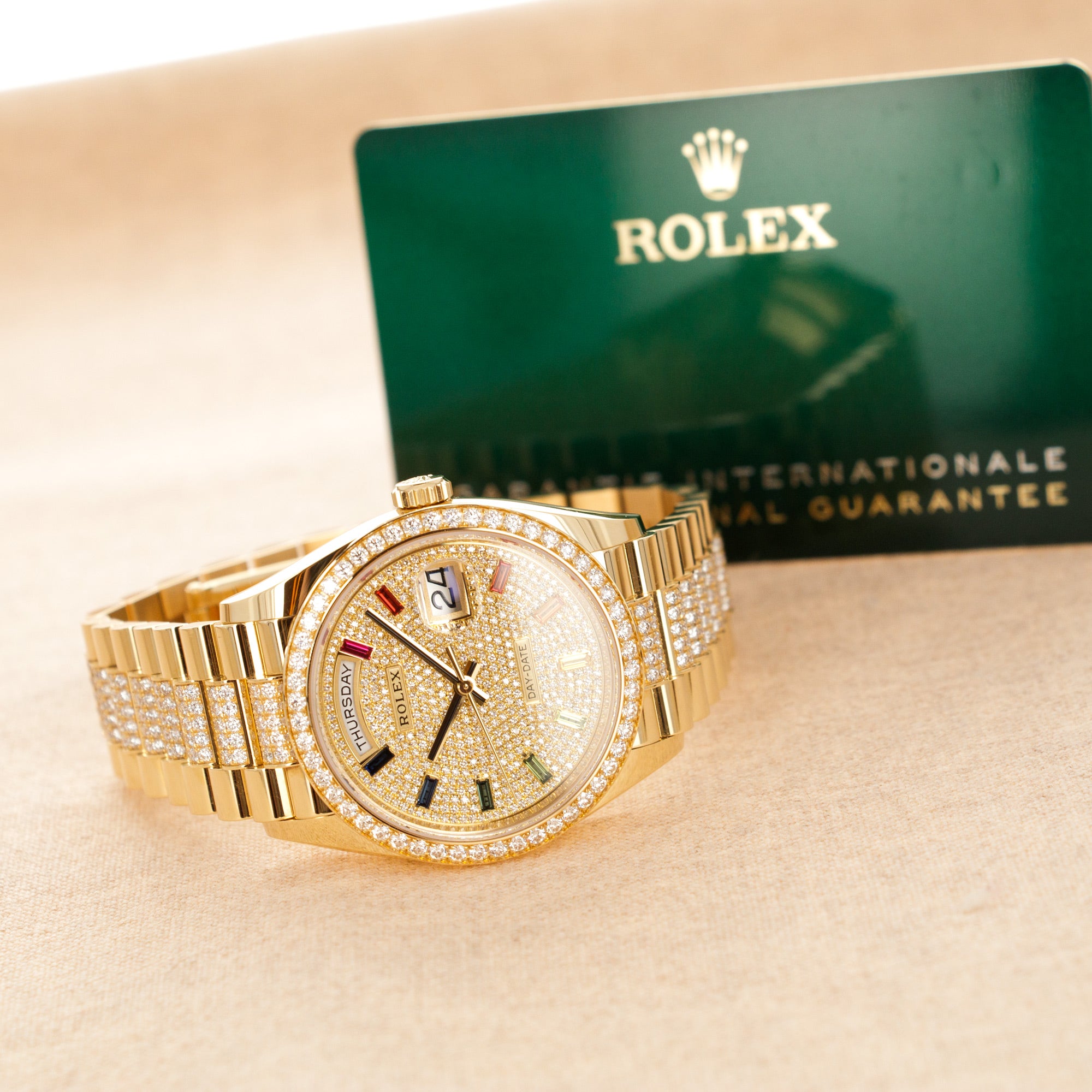 Rolex - Rolex Yellow Gold Day-Date Rainbow Watch Ref. 128348 - The Keystone Watches