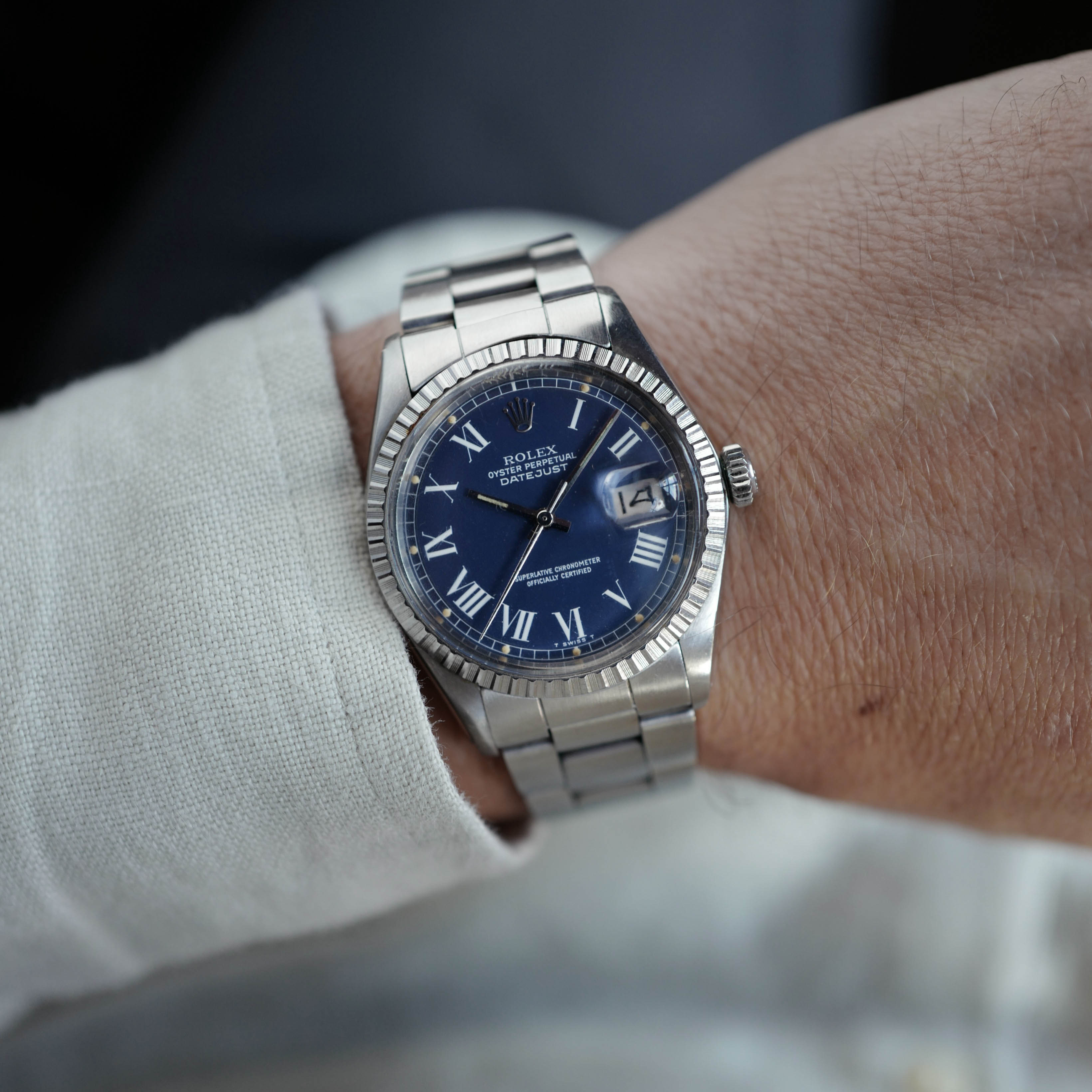 Rolex Steel Datejust 1603 with Blue Buckley Dial (NEW ARRIVAL)