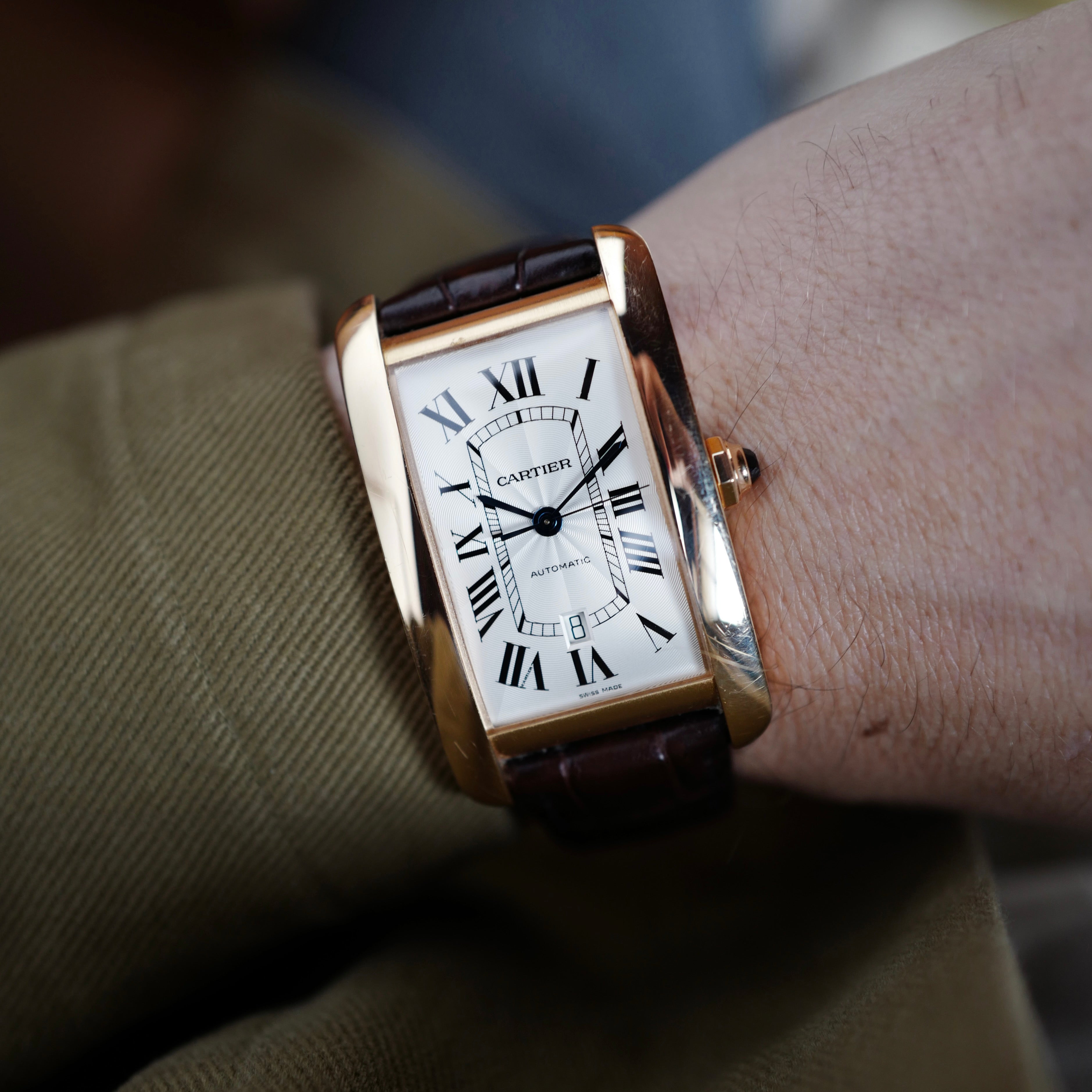 Cartier Rose Gold Automatic Tank Americaine 2927 (NEW ARRIVAL)