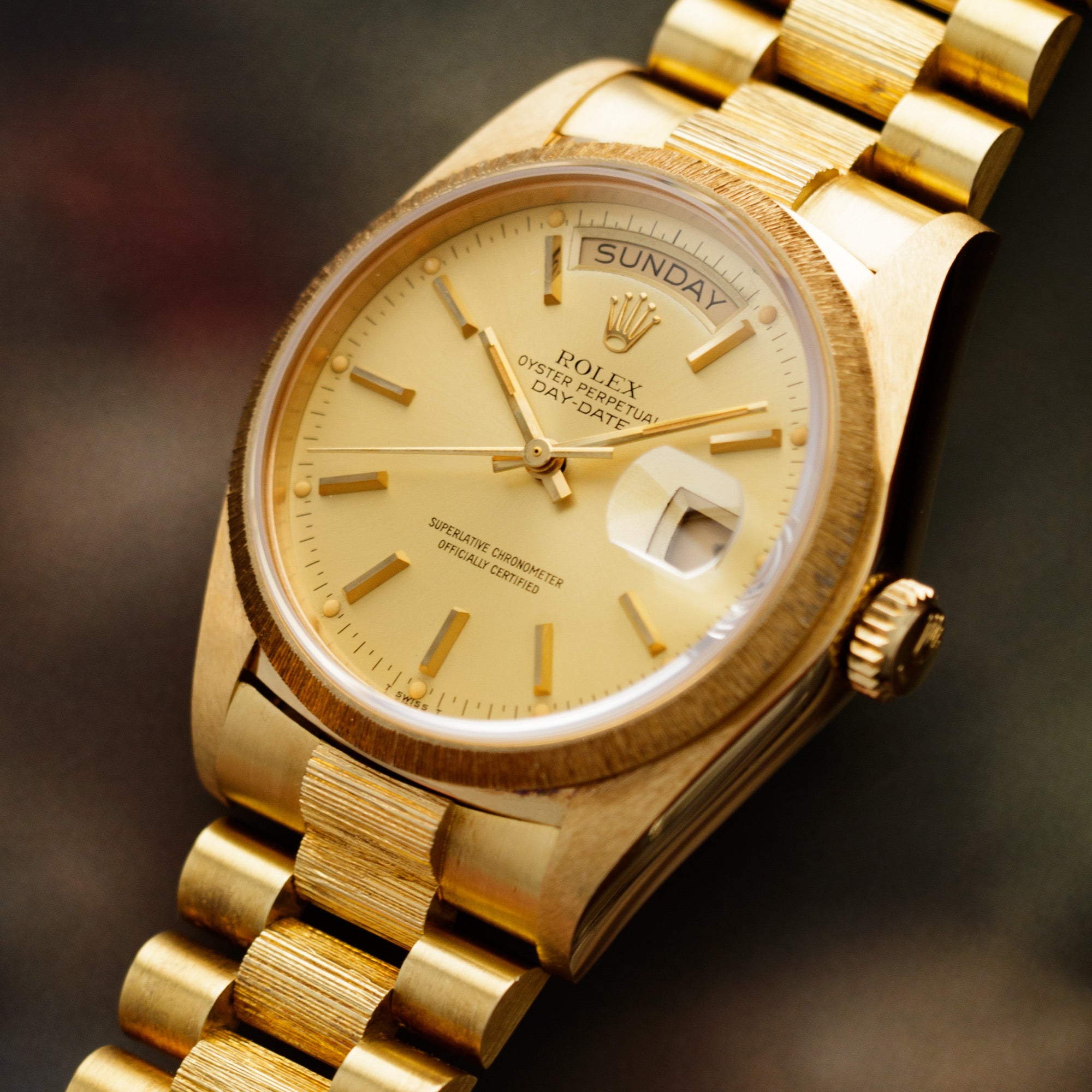 Rolex - Rolex Yellow Gold Day-Date Ref. 18078 in Outstanding Condition with Original Bark Finish - The Keystone Watches