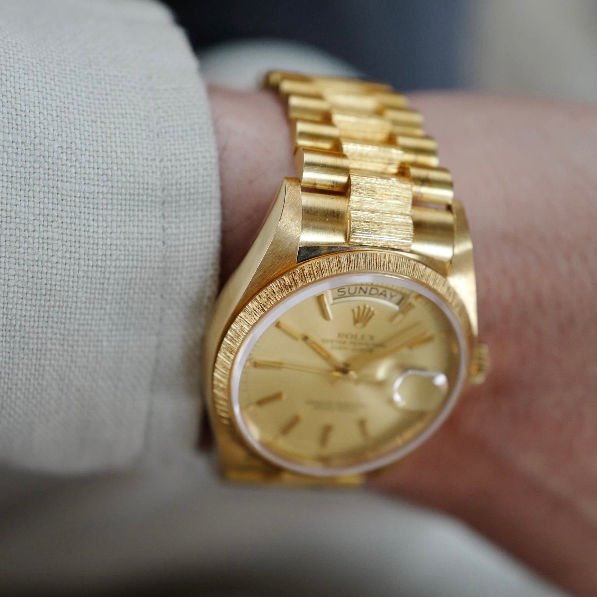 Rolex - Rolex Yellow Gold Day-Date Ref. 18078 in Outstanding Condition with Original Bark Finish - The Keystone Watches