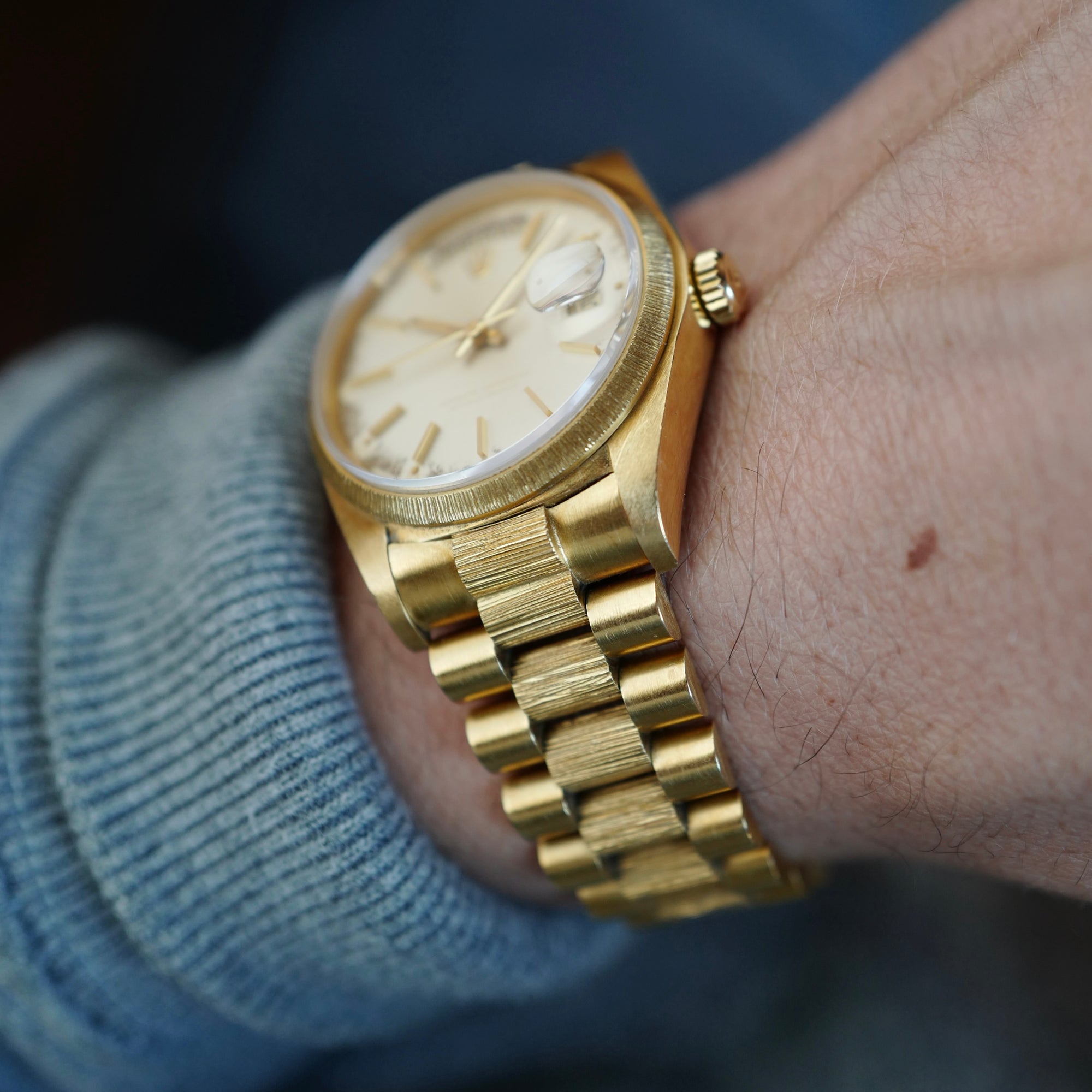 Rolex - Rolex Yellow Gold Bark Finish Day-Date Ref. 18078 with Ghost Dial (NEW ARRIVAL) - The Keystone Watches