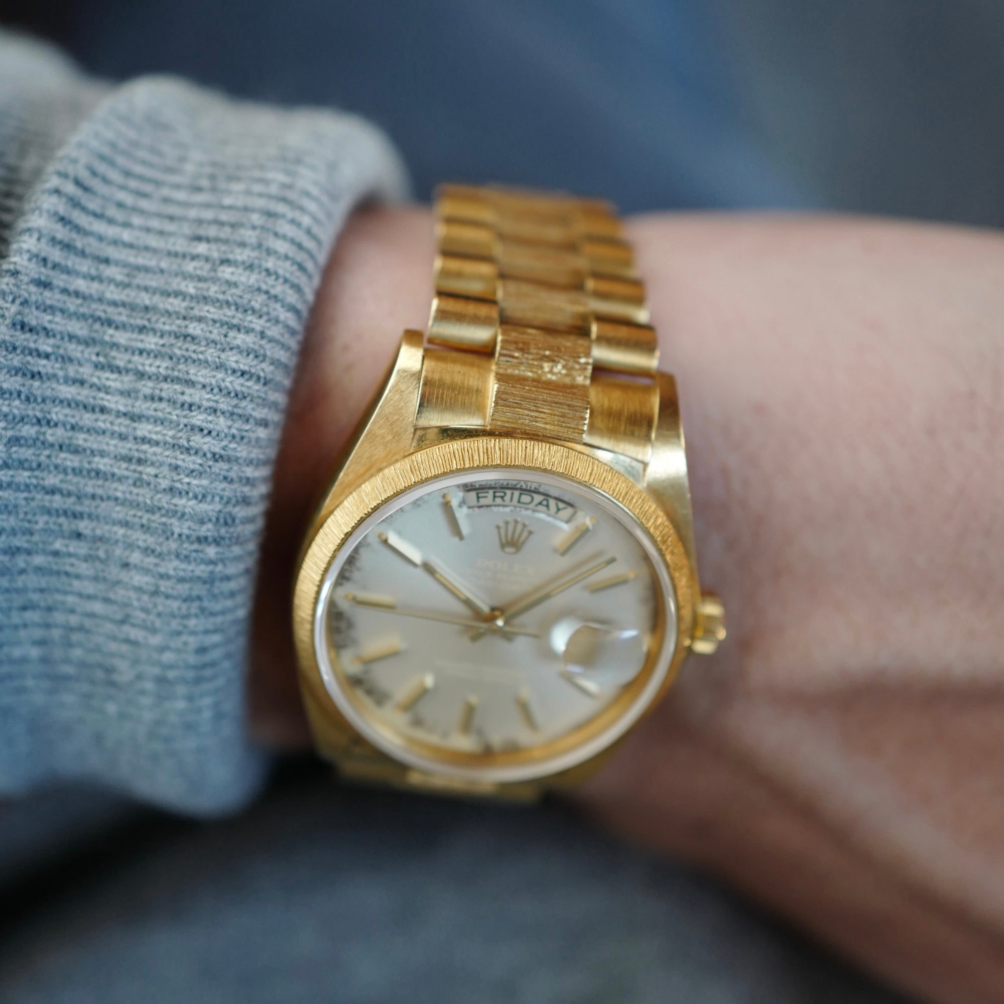 Rolex - Rolex Yellow Gold Bark Finish Day-Date Ref. 18078 with Ghost Dial (NEW ARRIVAL) - The Keystone Watches