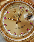 Rolex - Rolex Yellow Gold Day Date Ruby Diamond String Dial Ref. 18238 (NEW ARRIVAL) - The Keystone Watches