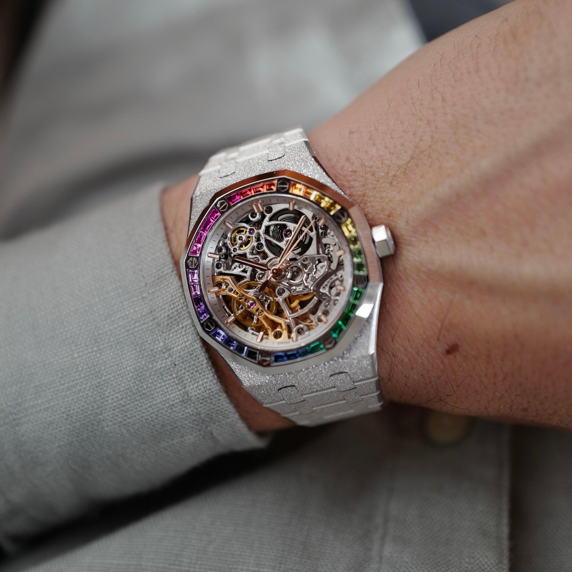 Audemars Piguet - Audemars Piguet White Gold Frosted Rainbow Royal Oak Ref. 15468 (NEW ARRIVAL) - The Keystone Watches