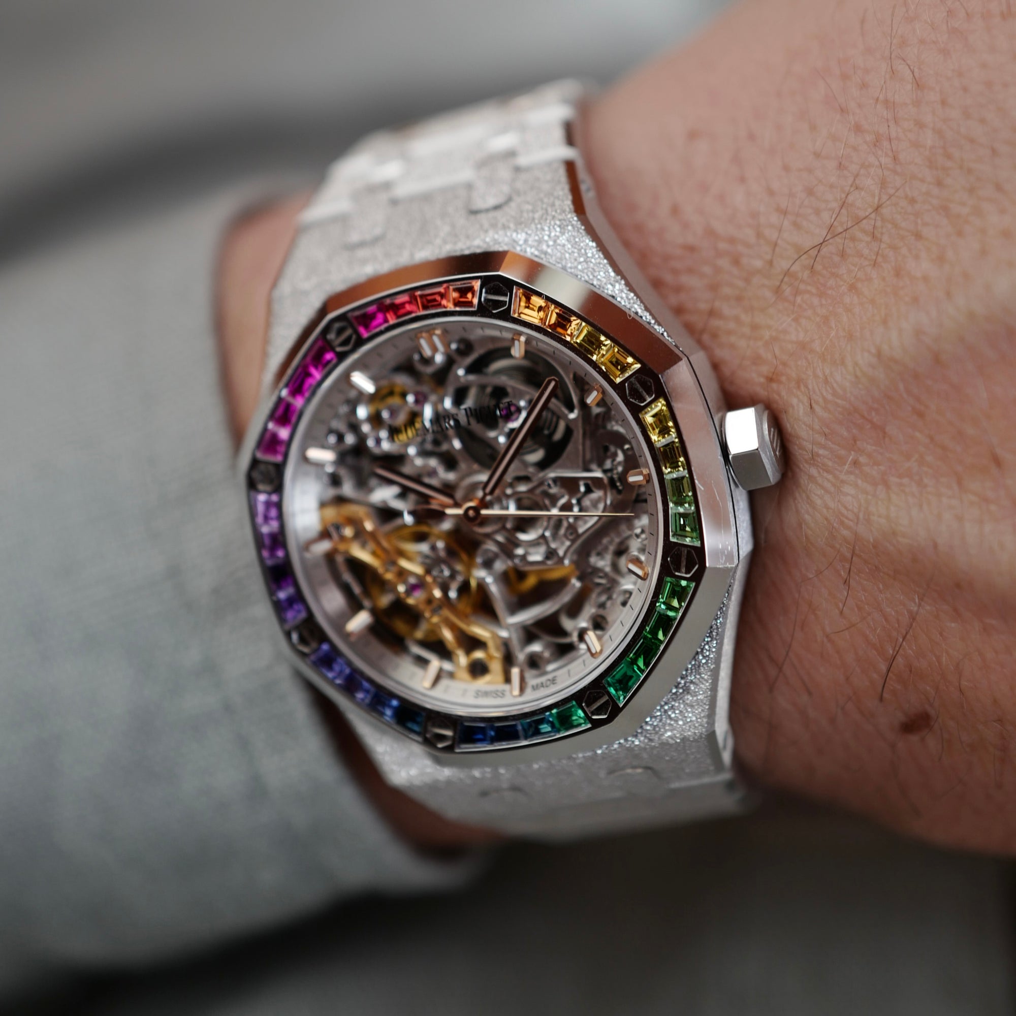 Audemars Piguet - Audemars Piguet White Gold Frosted Rainbow Royal Oak Ref. 15468 (NEW ARRIVAL) - The Keystone Watches