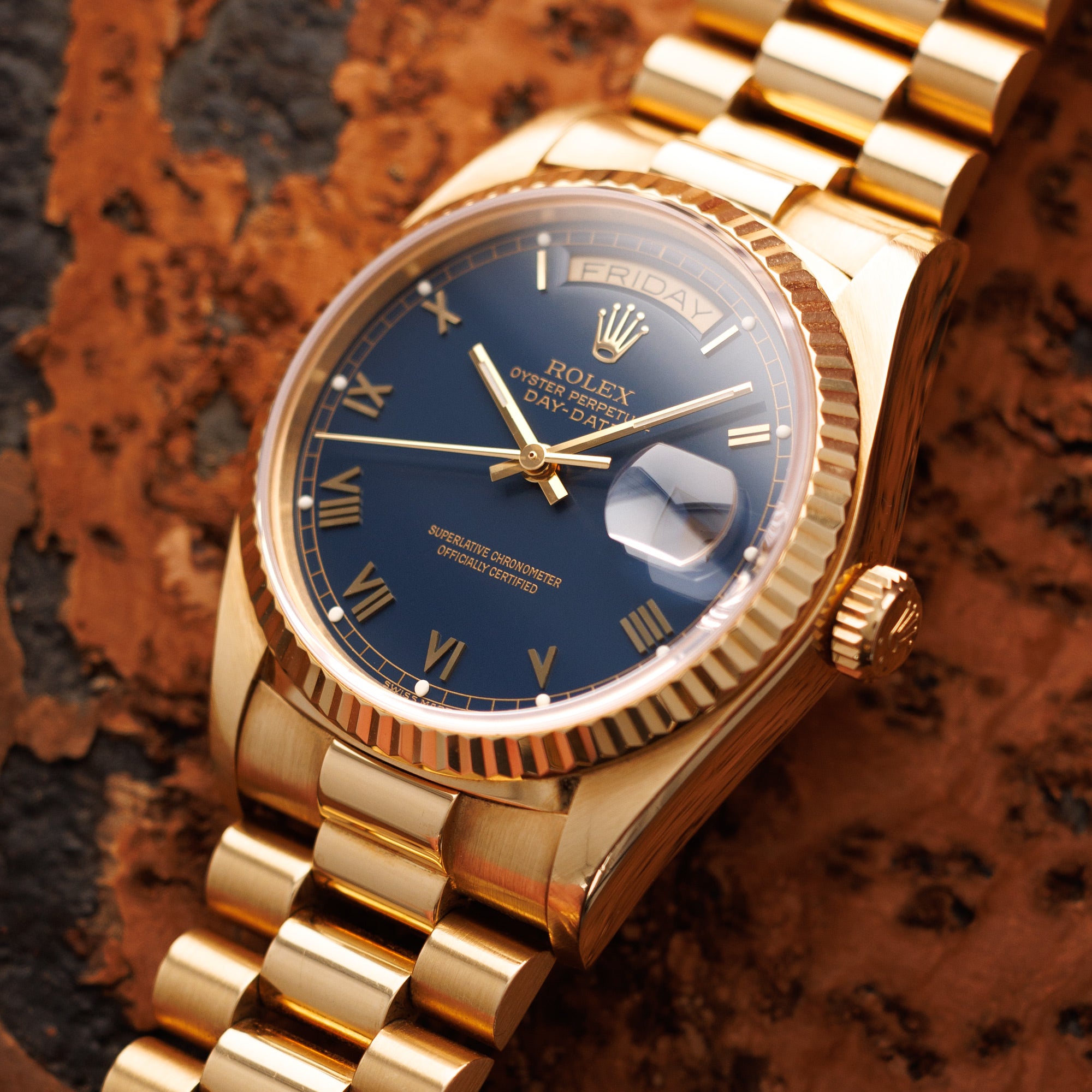 Rolex Yellow Gold Day Date Ref. 18038 with Blue Dial