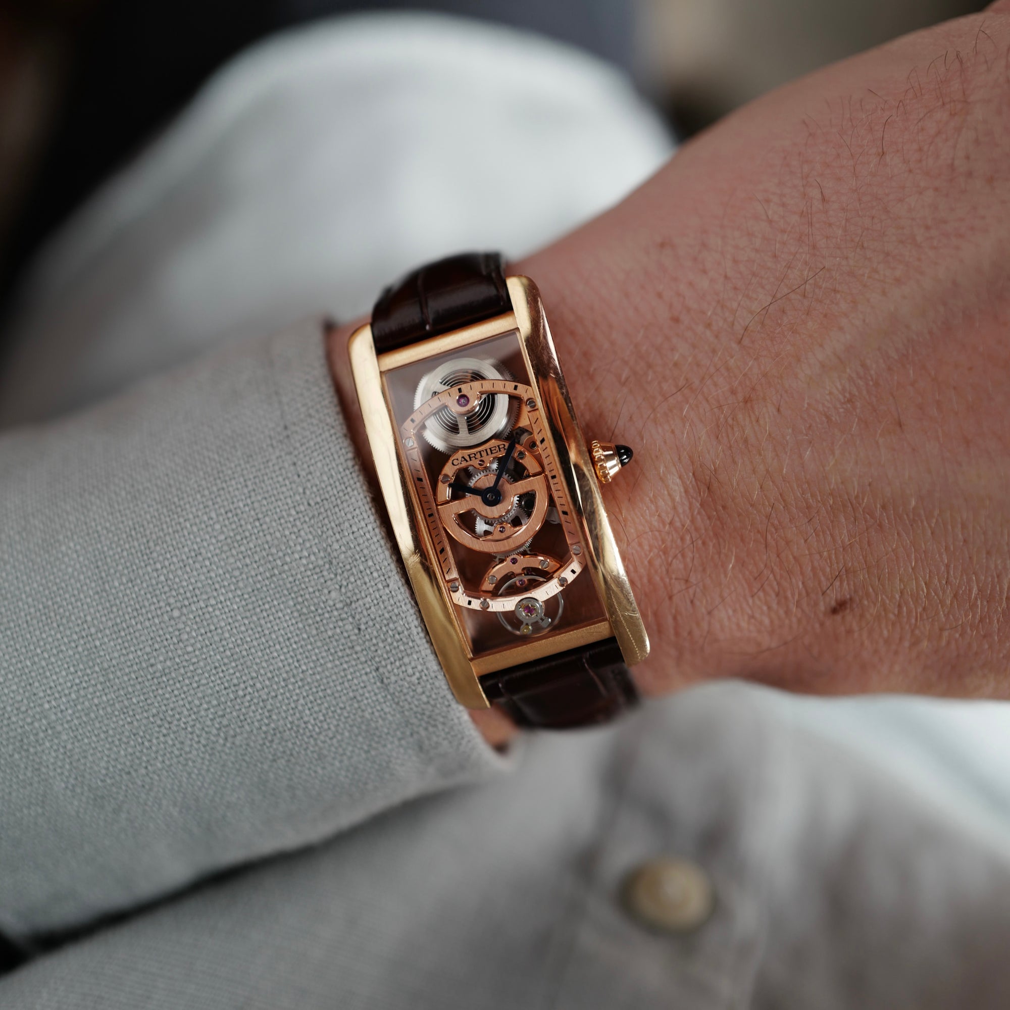 Cartier - Cartier Rose Gold Tank Cintree Skeleton Ref. 3974 - The Keystone Watches