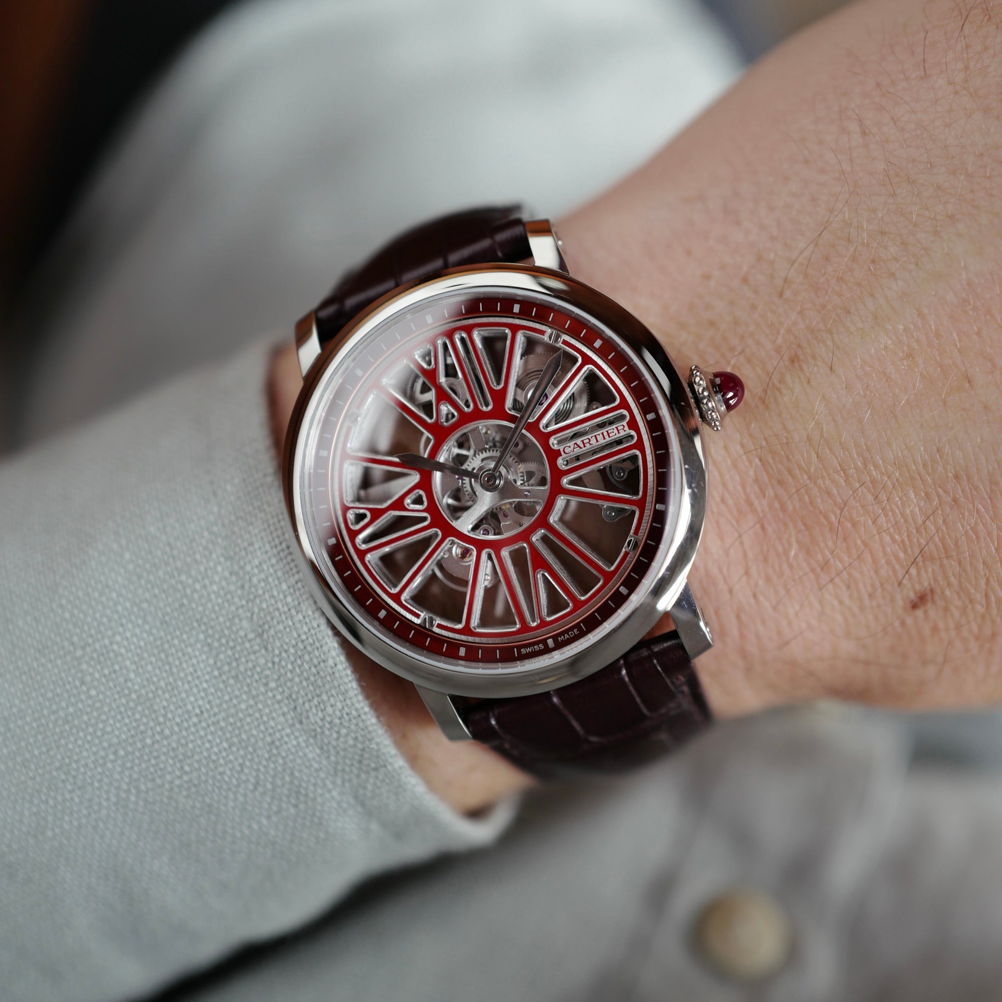 Cartier - Cartier Skeleton Rotonde de Cartier Skeleton Red Enamel Watch, One of 15 Ref. 4173 (NEW ARRIVAL) - The Keystone Watches