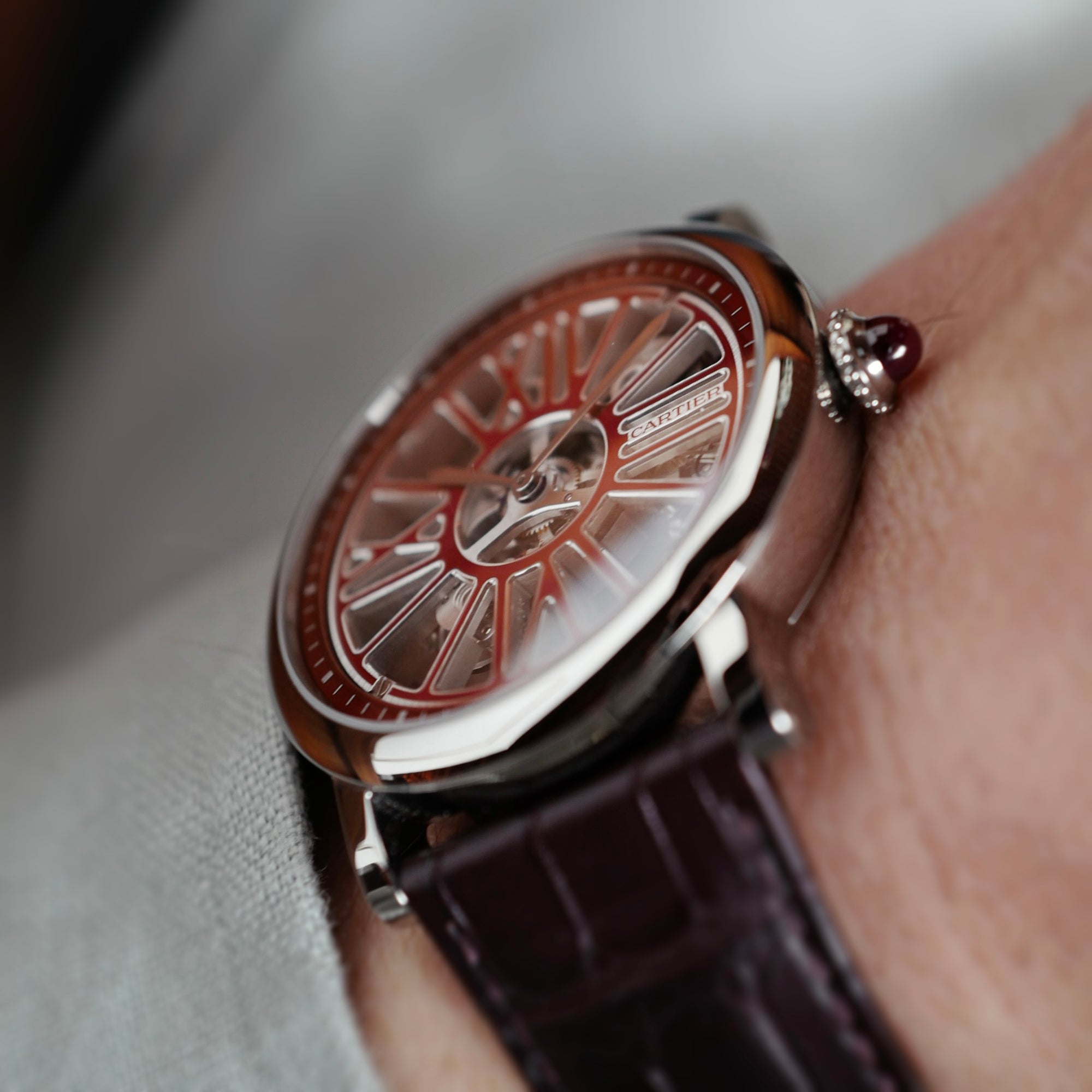 Cartier - Cartier Skeleton Rotonde de Cartier Skeleton Red Enamel Watch, One of 15 Ref. 4173 (NEW ARRIVAL) - The Keystone Watches