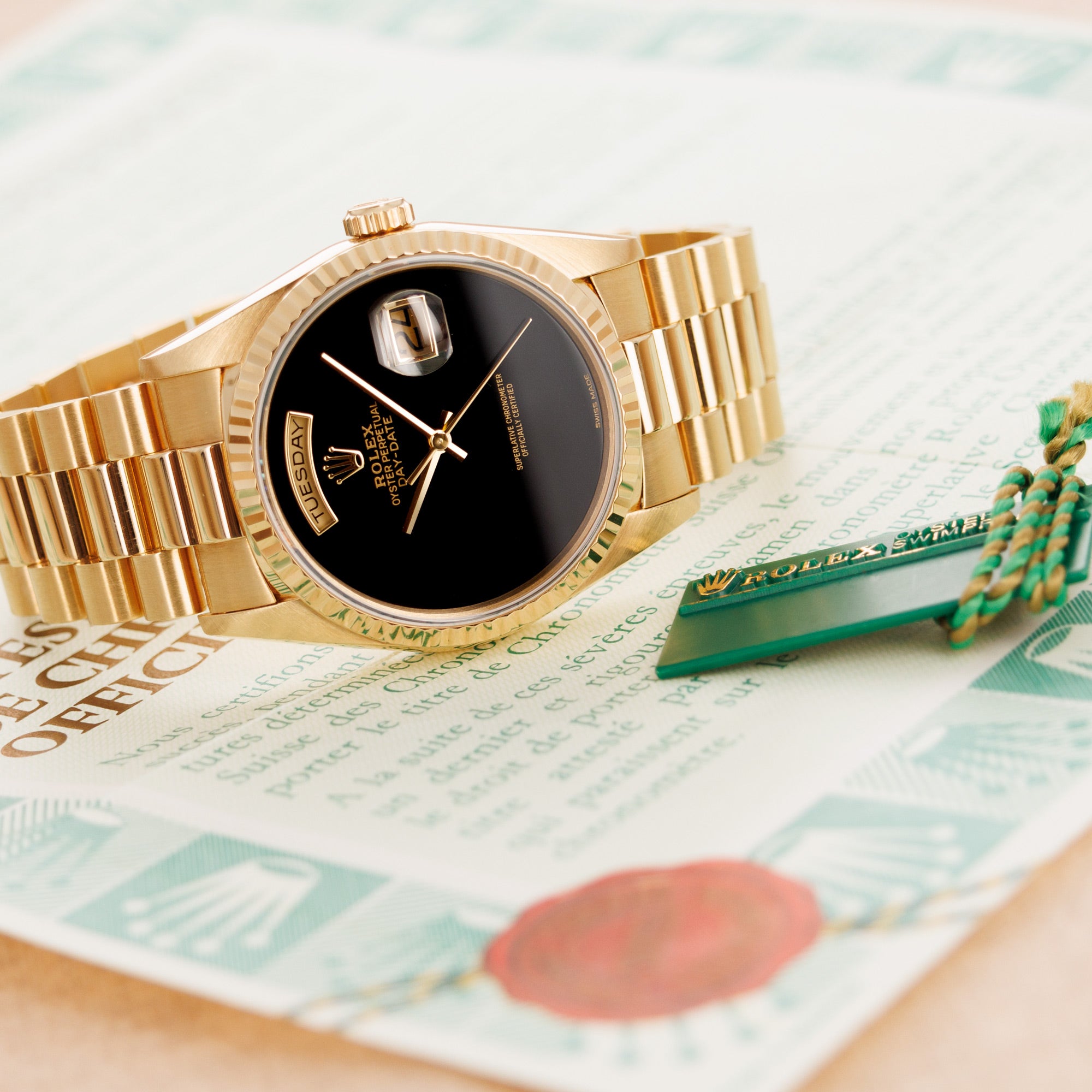 Rolex - Rolex Yellow Gold Day-Date Onyx Dial Watch Ref. 18238 - The Keystone Watches
