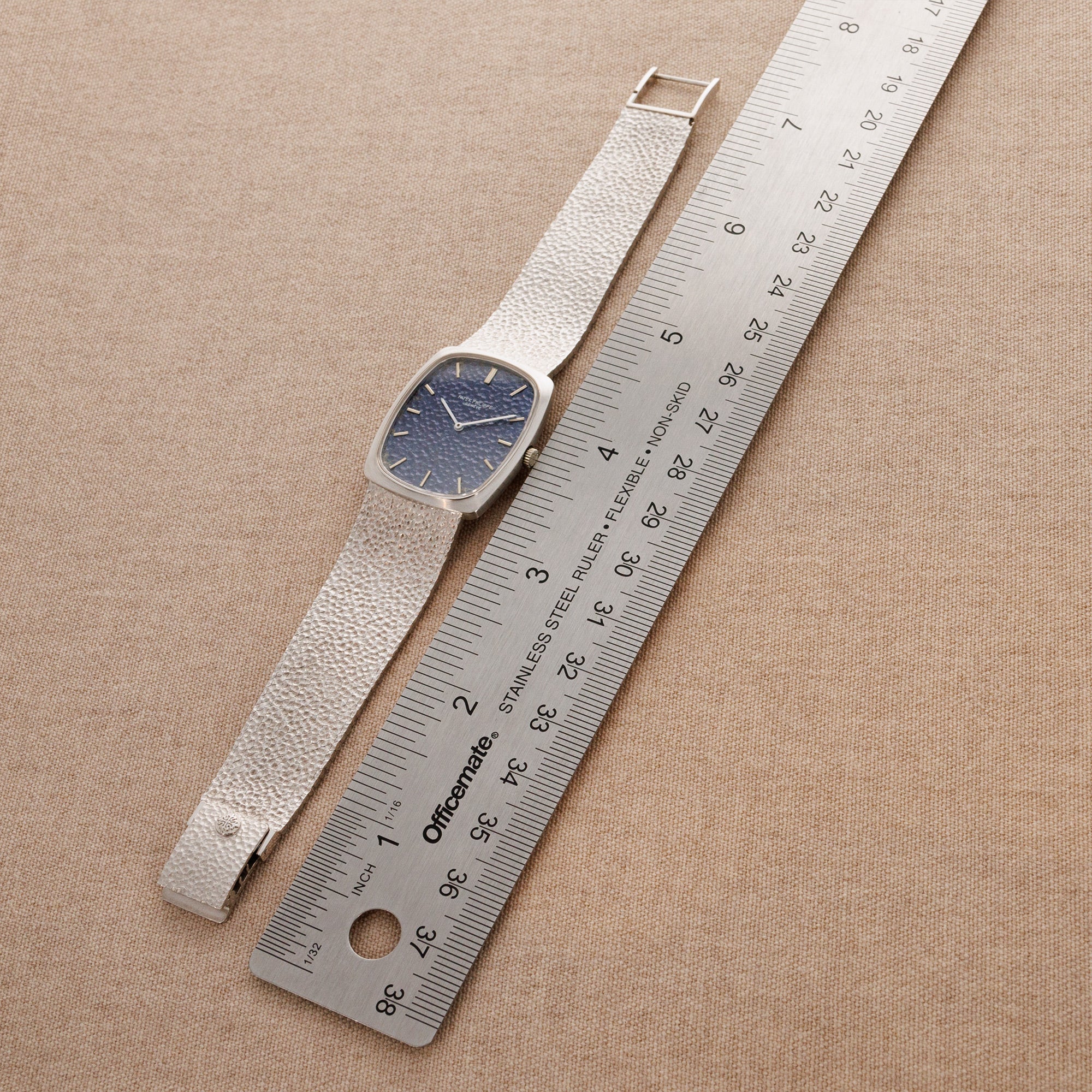 Patek Philippe - Patek Philippe White Gold Mechanical Watch Ref. 3567 with Textured Blue Dial - The Keystone Watches