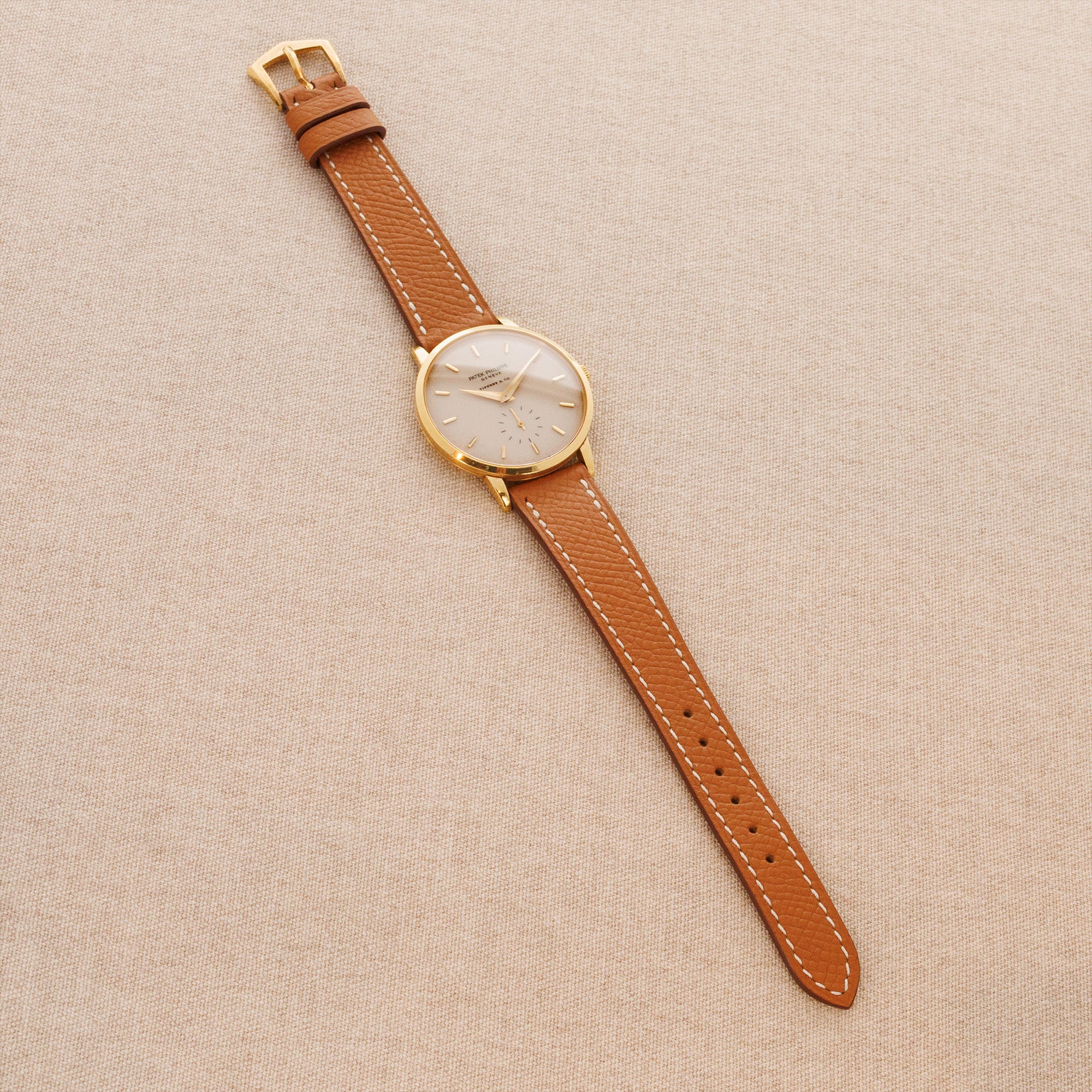 Patek Philippe - Patek Philippe Yellow Gold Calatrava ref 3893 with Cream Tiffany & Co. Dial - The Keystone Watches
