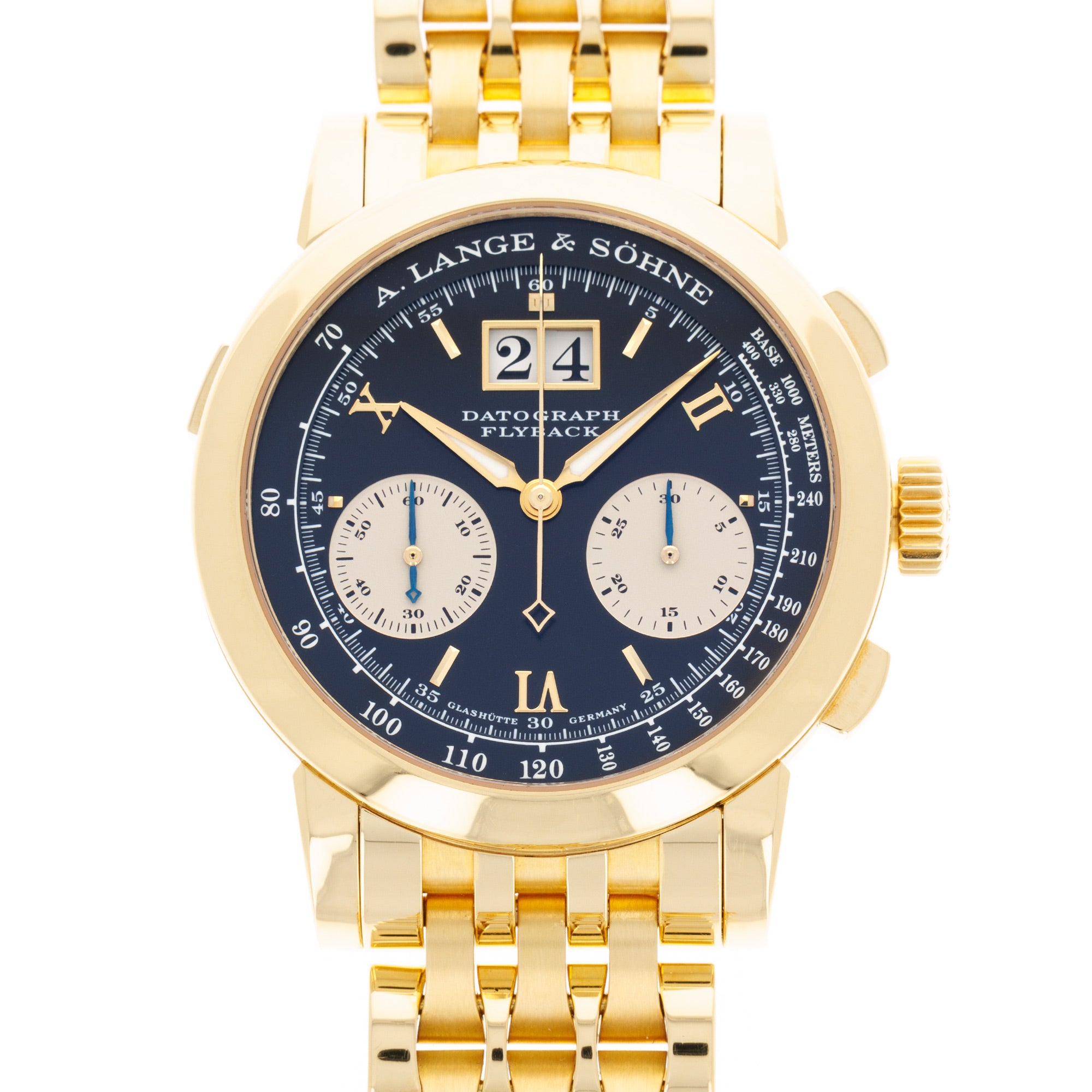 A. Lange & Sohne - A. Lange & Sohne Yellow Gold Datograph Watch Ref. 403.041 on Wellendorf Bracelet - The Keystone Watches