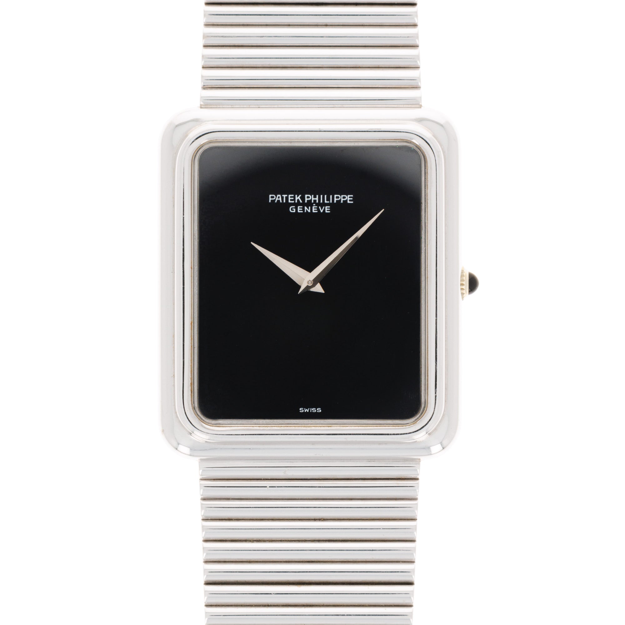 Patek Philippe - Patek Philippe White Gold Bracelet Watch Ref. 3649 with Onyx Dial - The Keystone Watches