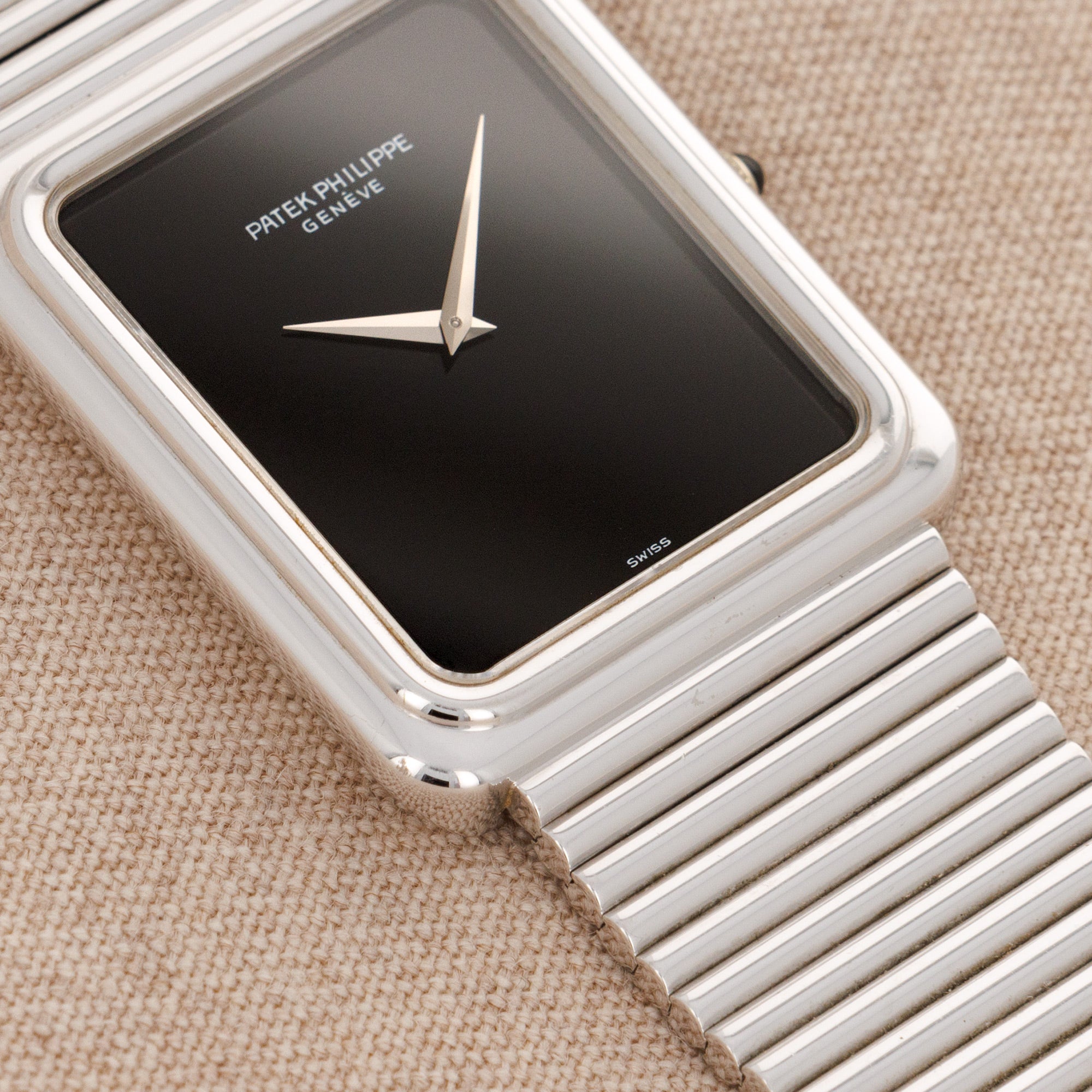 Patek Philippe - Patek Philippe White Gold Bracelet Watch Ref. 3649 with Onyx Dial - The Keystone Watches